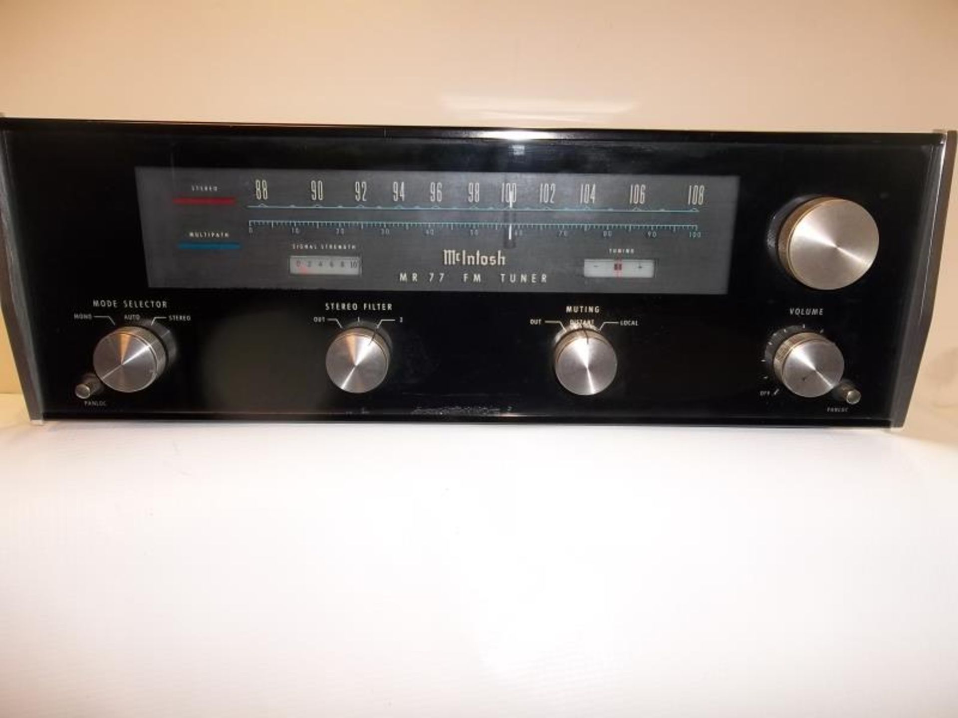 McIntosh MR 77, FM Tuner, with cage, no case, s # 10Y09, with matching McIntosh cardboard box,