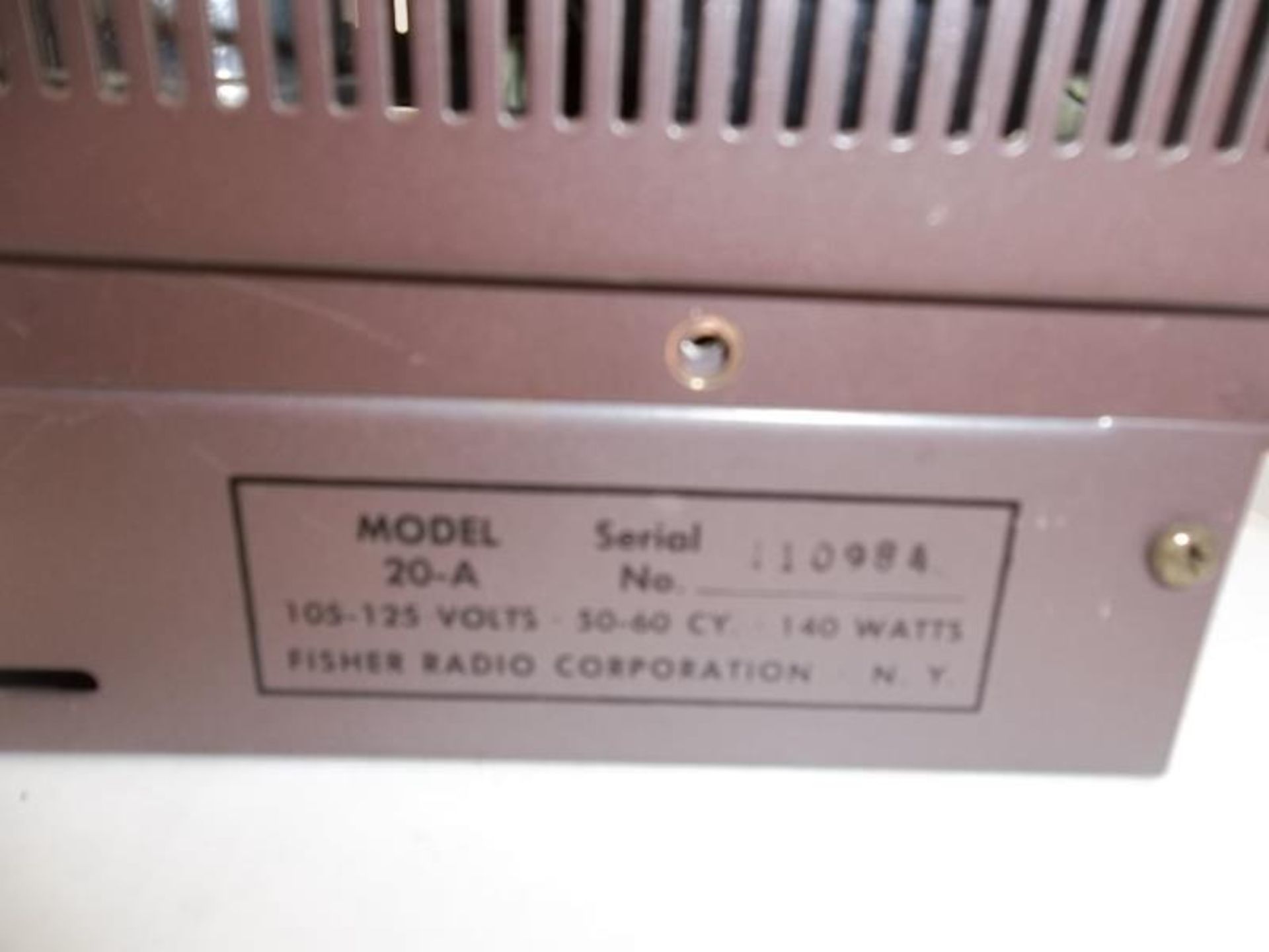 The Fisher model 20-A amp, s# 110984, tested - powers up - Image 5 of 6