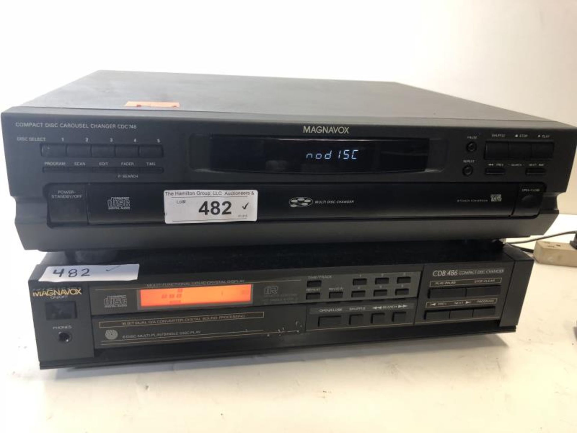 2 Magnavox Compact Disc Changers, CDC748 and CDB486, tested - powers up