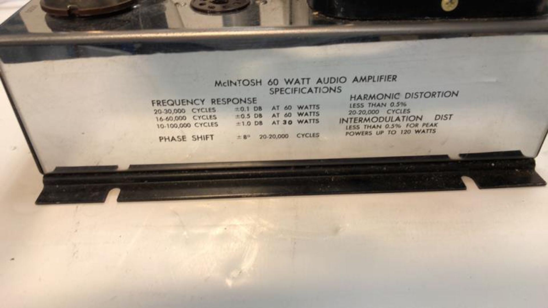 McIntosh MC 60, stereo tube power amp, missing tubes, s # 4442, pitted, tested - powers up - Image 5 of 6