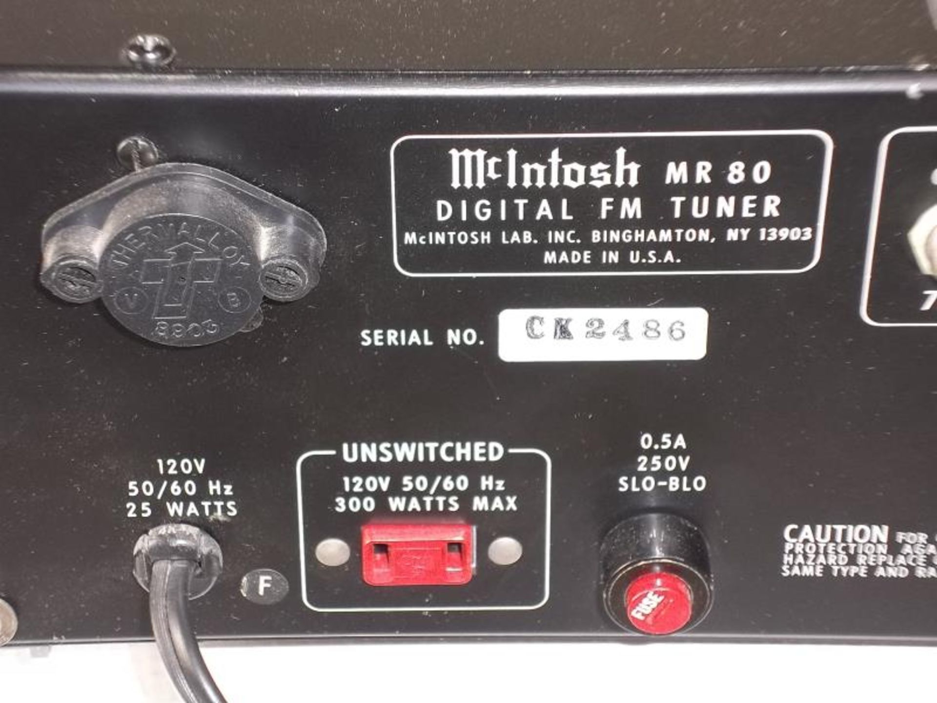 McIntosh MR 80, AM FM Tuner, in McIntosh cardboard box, with owner's manual, temp. instruction - Image 7 of 9
