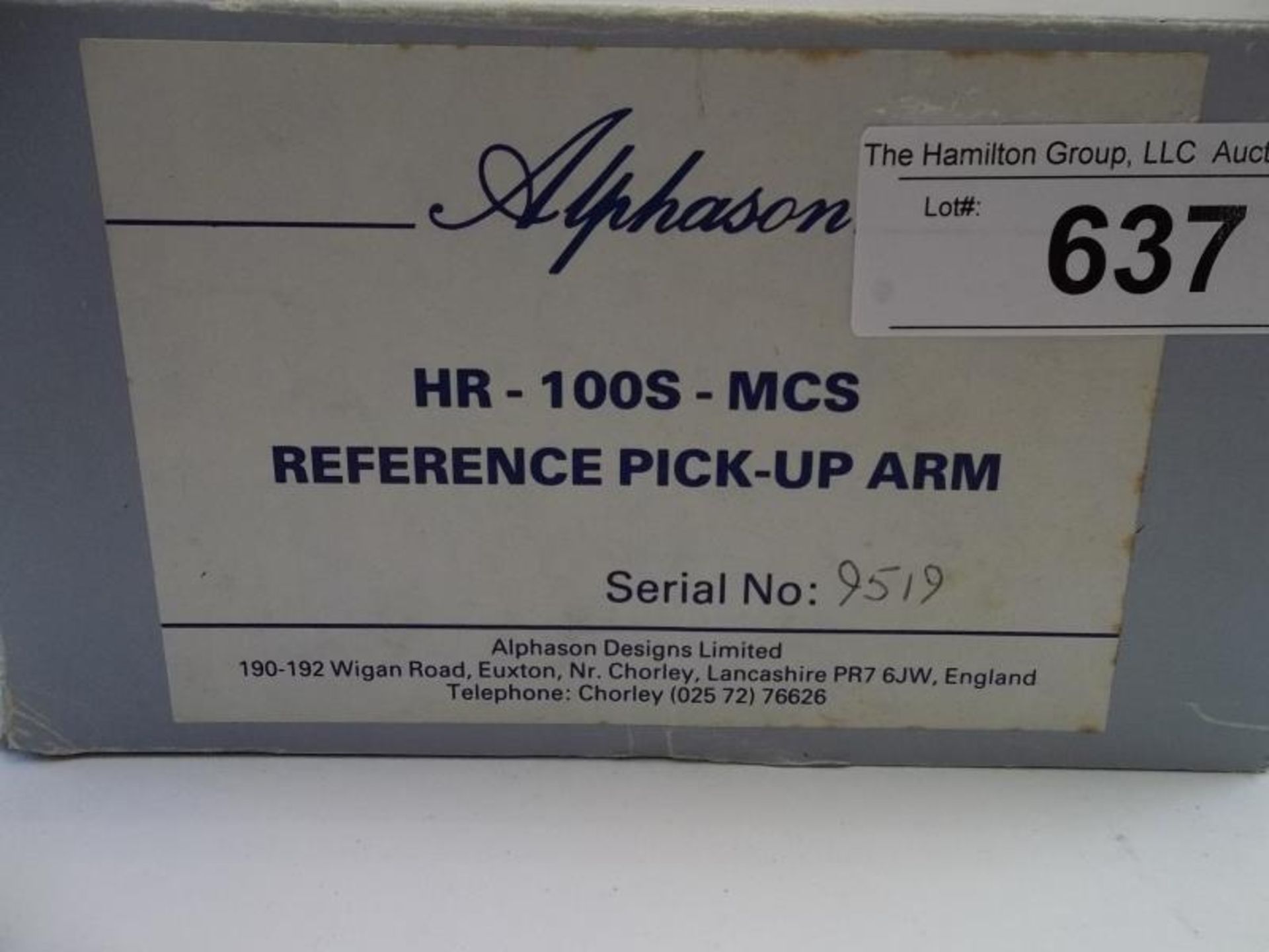 1 Alphason transcription pick-up arm, HR-100S-MCS in box, made in England, s#9519, with weight, - Image 4 of 4
