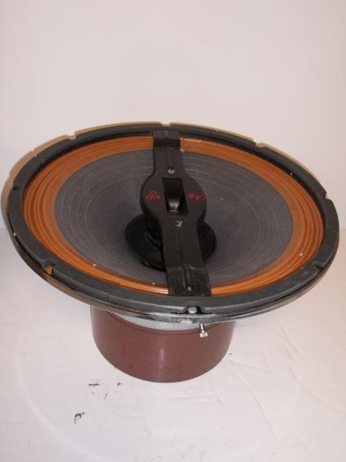 2 EV loud speakers, 15TRX, 15", one serial #841, cones are very dirty, cross chrome supports are - Image 6 of 7