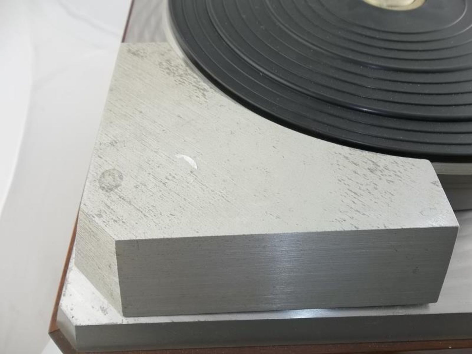 Empire turntable, brushed silver finish, wood base, no arm, #16748 - Image 2 of 3