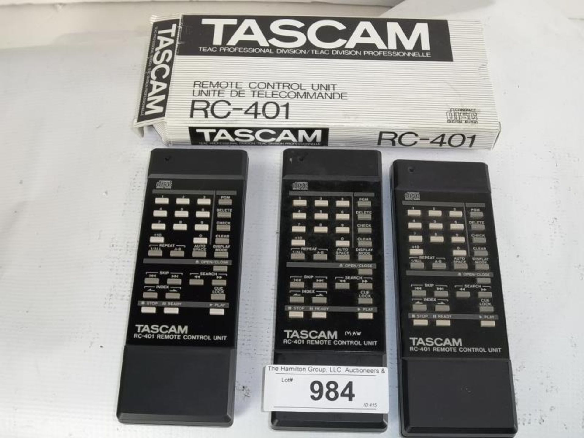 3 Tascam RC-401 Remote controls and 1 box