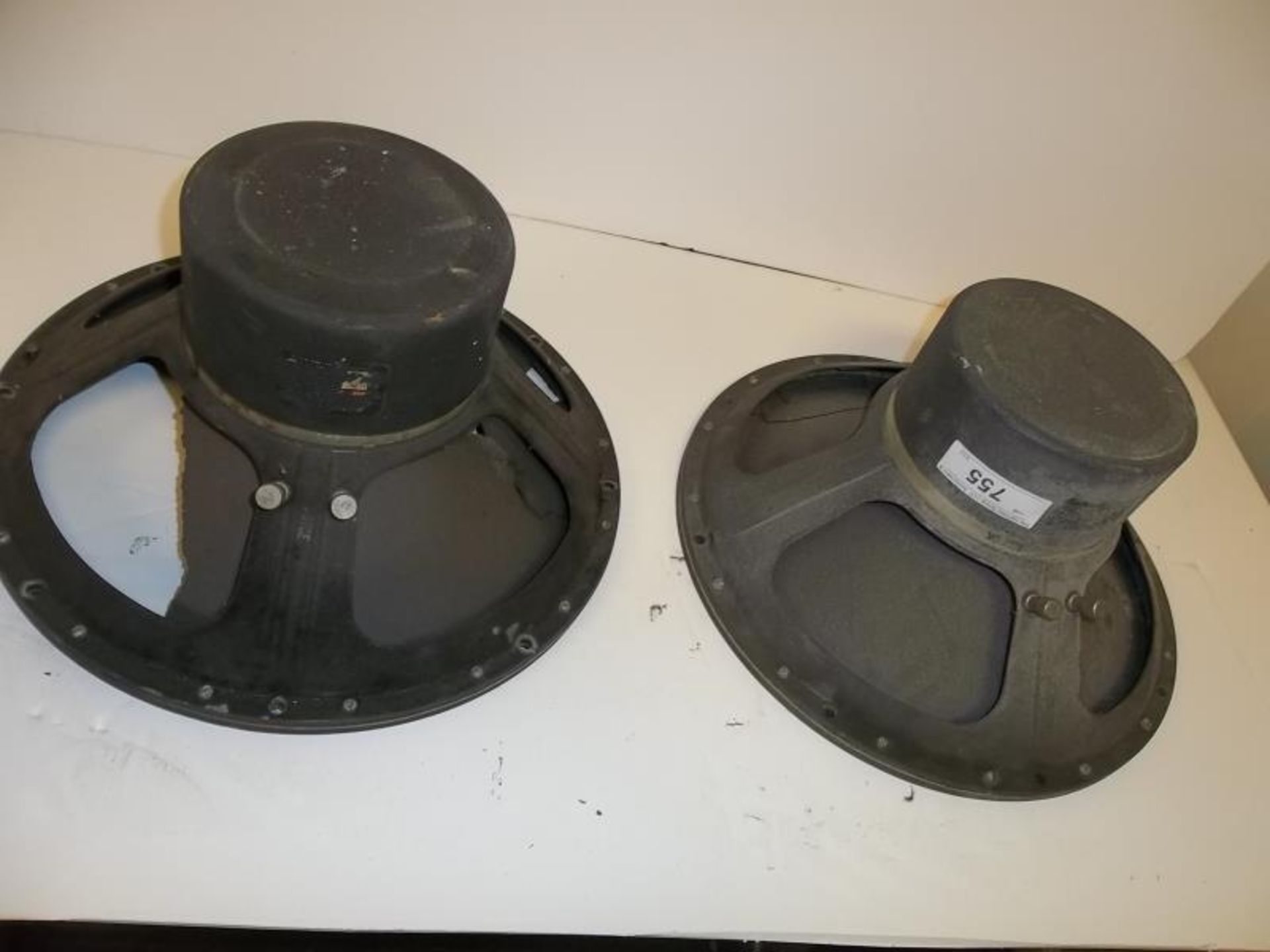 2 Altec loud speakers, 15", one is stamped Altec Lansing Hollywood, one is Altec model 515, S#