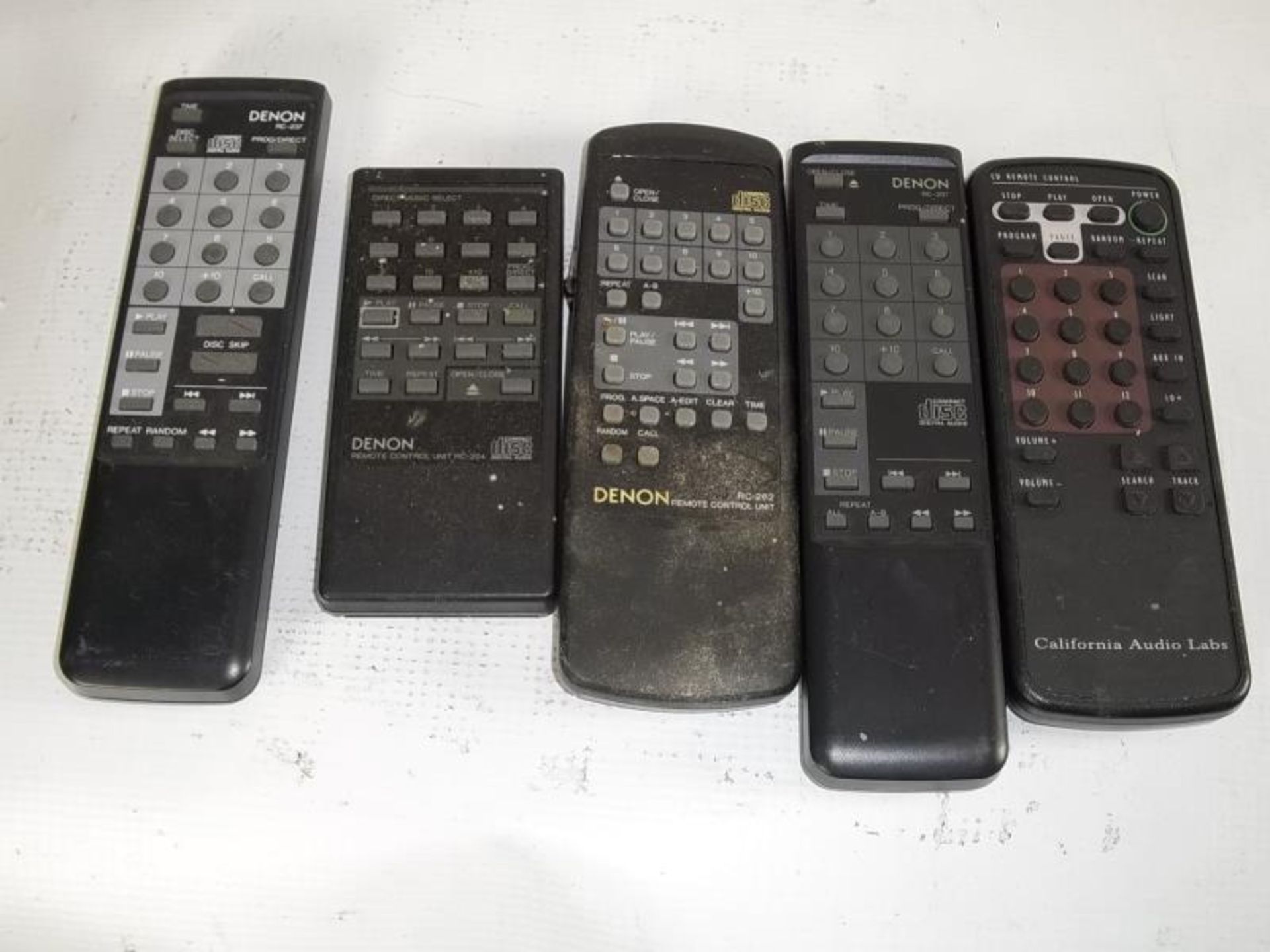 5 Remote Controls - (4) Denon and (1) California Audio Labs