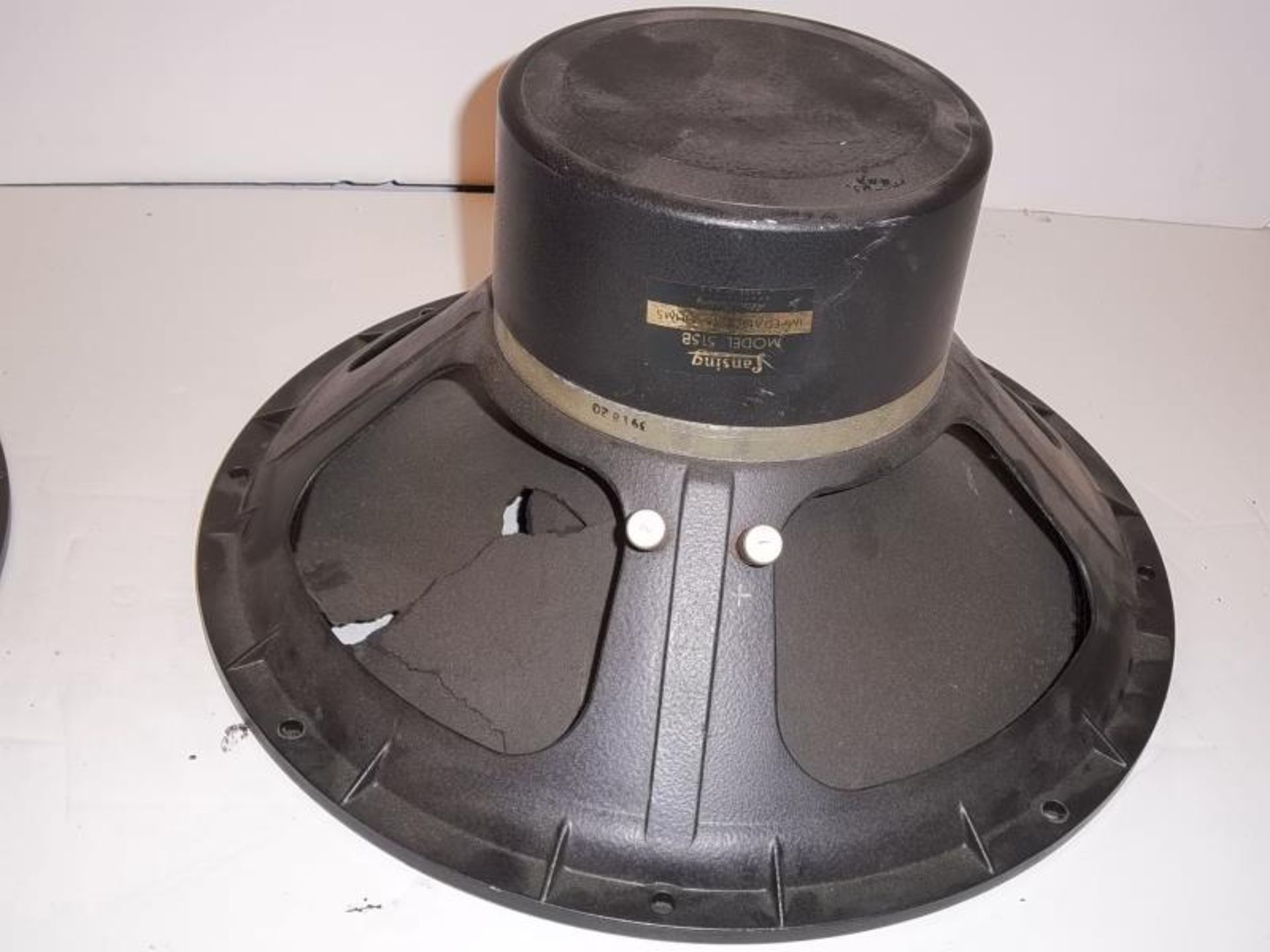 2 Altec Lansing model 515B loud speakers, 15", 16" ohms, one cone ripped, one cone dirty, speaker - Image 5 of 6