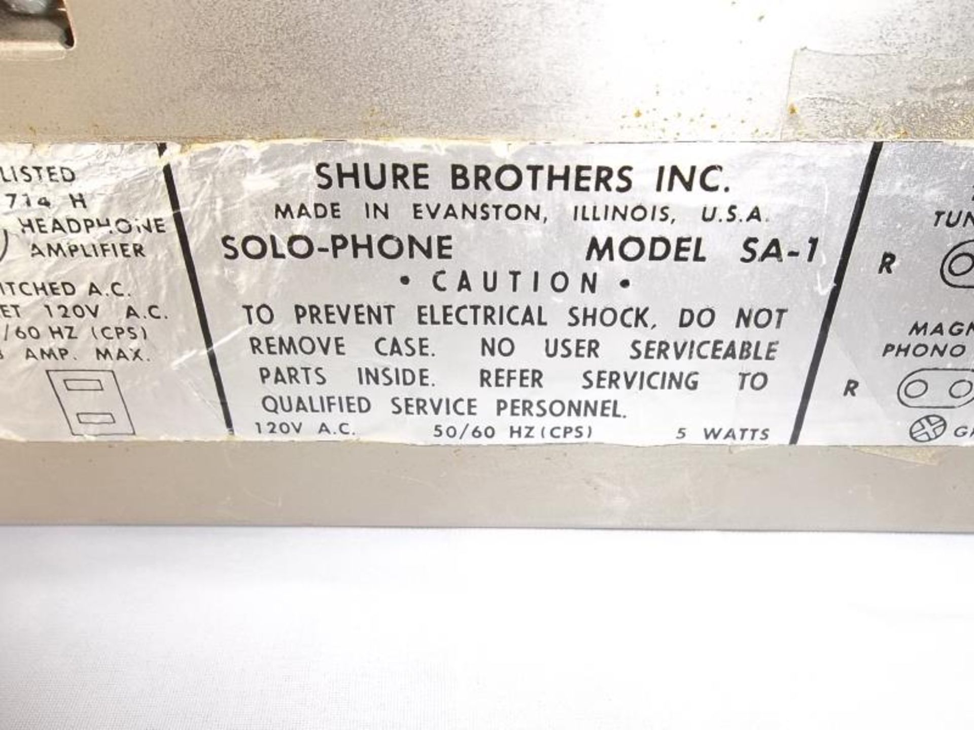 Shure Solo-phone stereo headphone amp SA-1, damaged case - Image 3 of 4