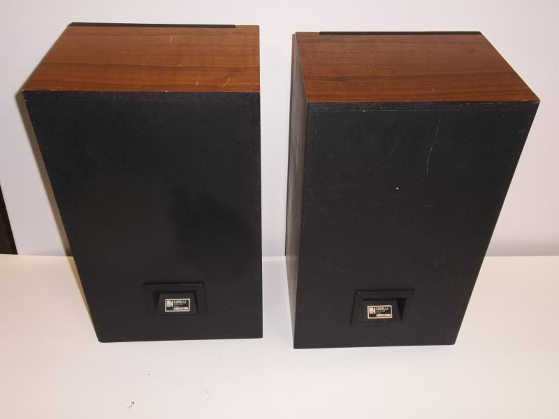 2 KEF Speakers, model 2497, 2498, Corelli, type SP1051, minor scratches on wood, 8 3/4" x 11" x 18