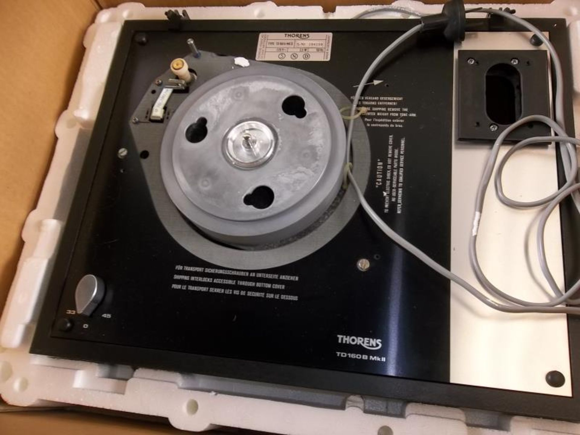 Thorens TD 160 B MK II turn table, no turntable, no arm, w dust cover, # 294299, in Thorens box - Image 2 of 3