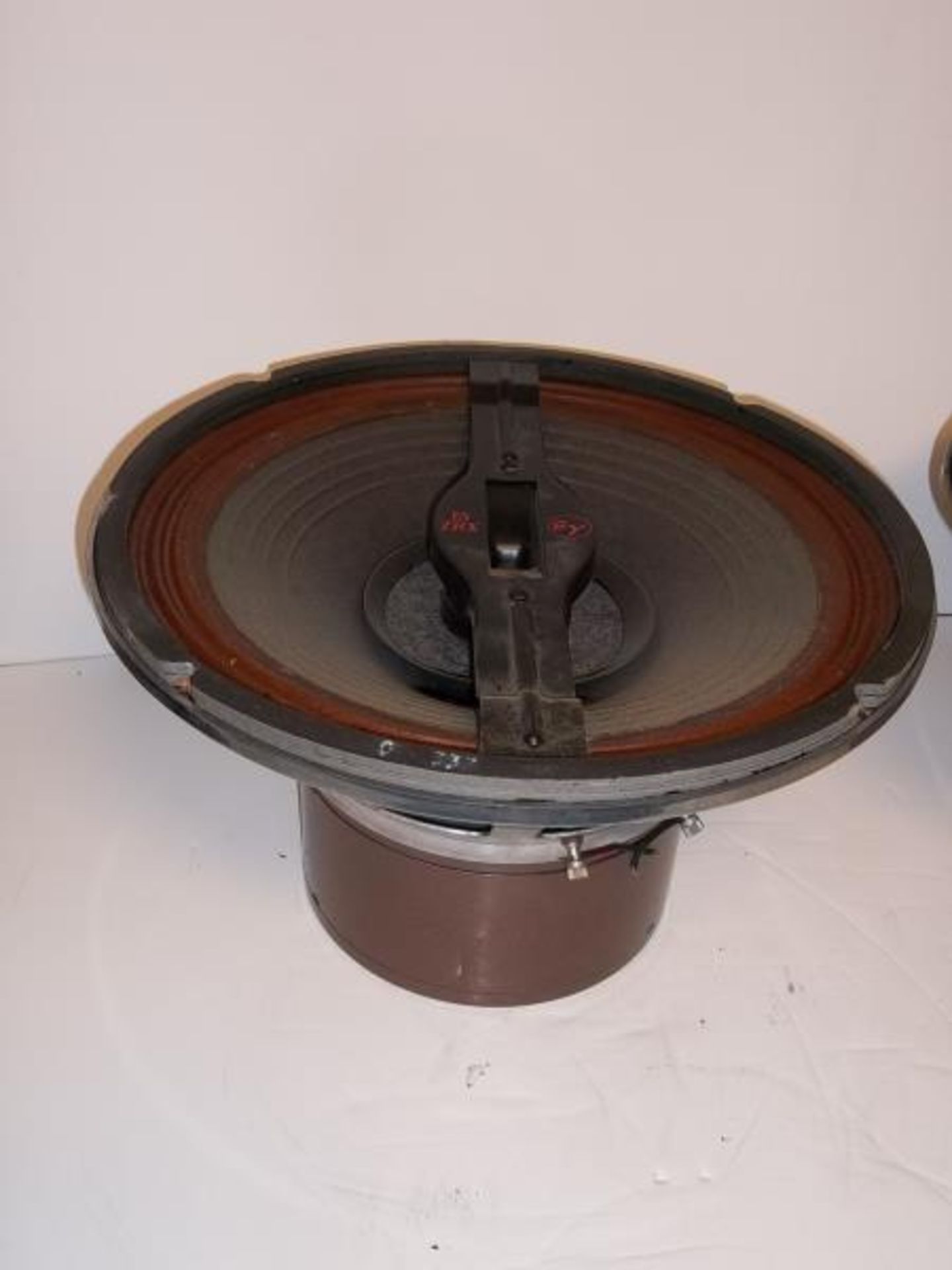 2 EV loud speakers, 15TRX, 15", one serial #841, cones are very dirty, cross chrome supports are - Image 7 of 7