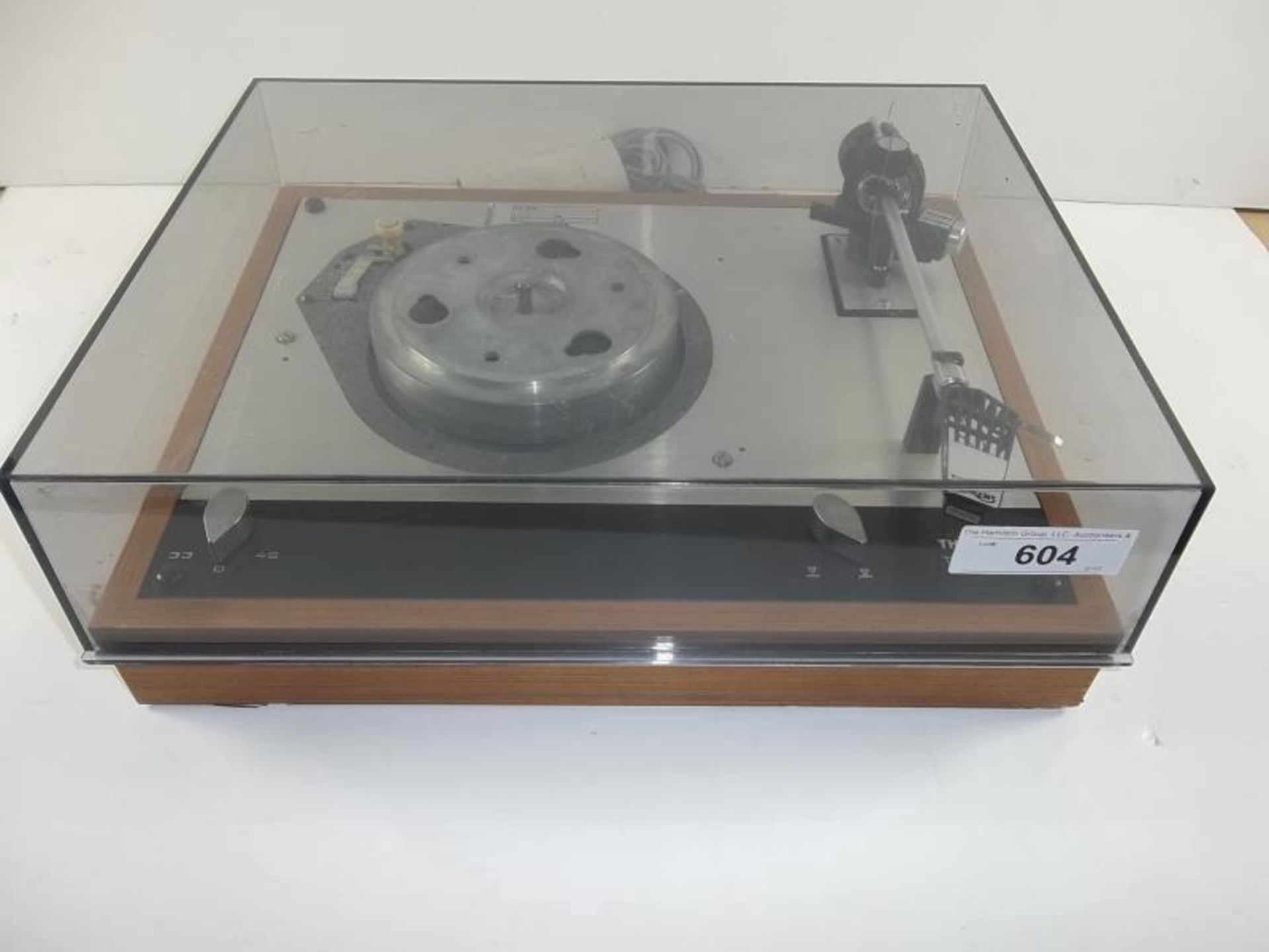 Thorens TD-160 with a Thorens arm,no turn table or mat, head is broken off, dust cover with split