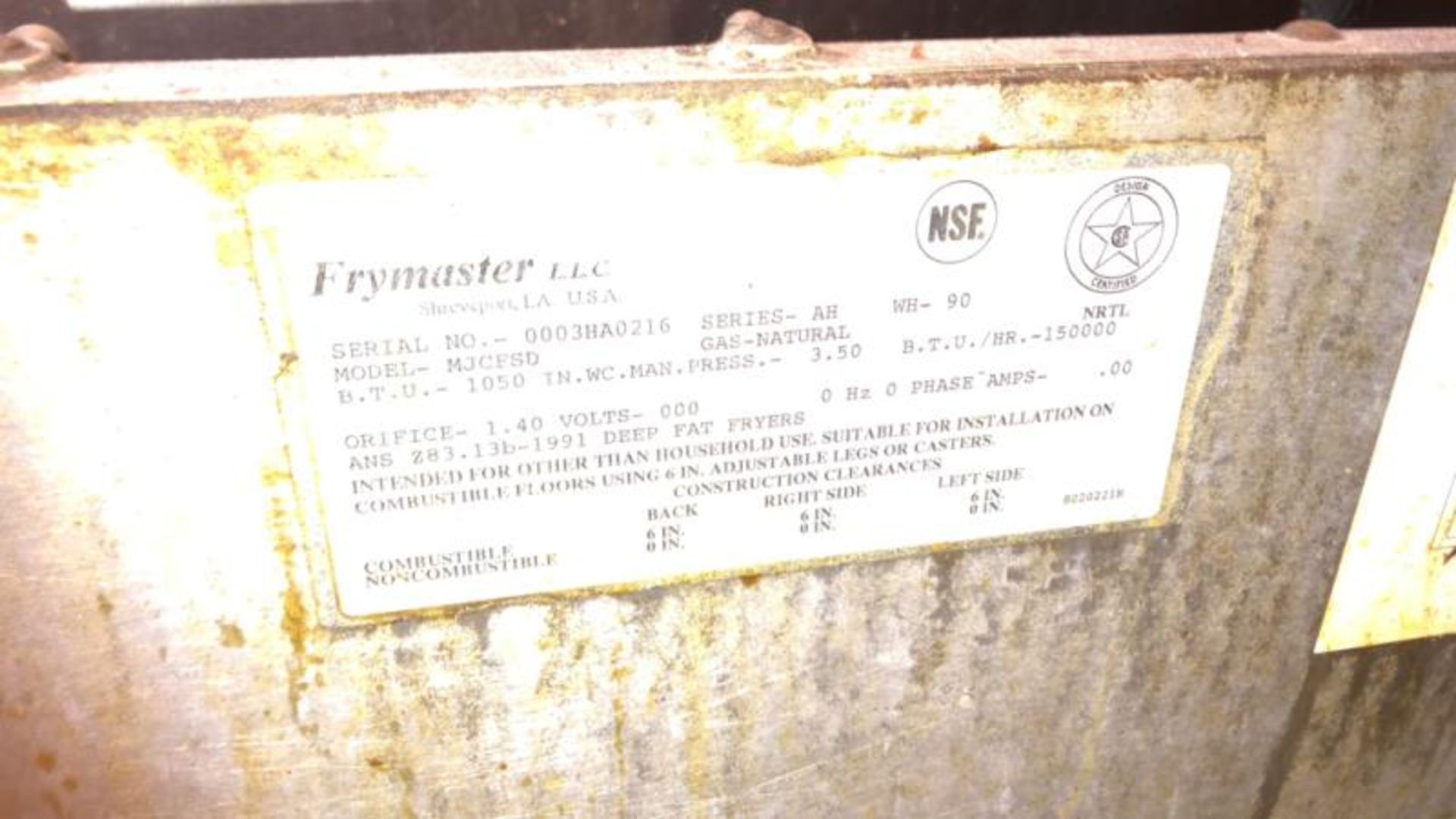 Frymaster Model: MJCFSD, SN: 0003ha0216 - Image 3 of 3