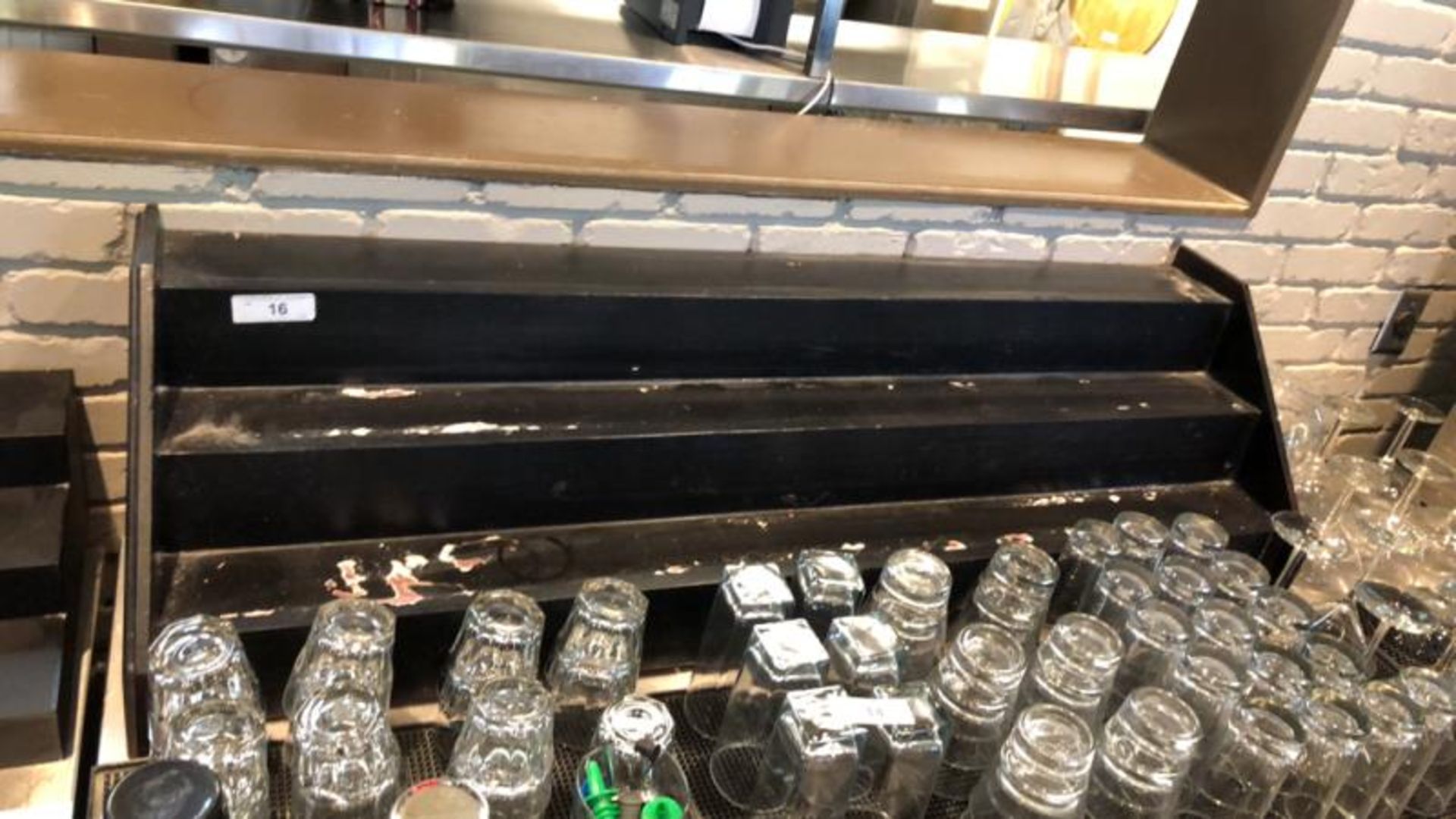 Three tiered back bar 4’ bottle rack