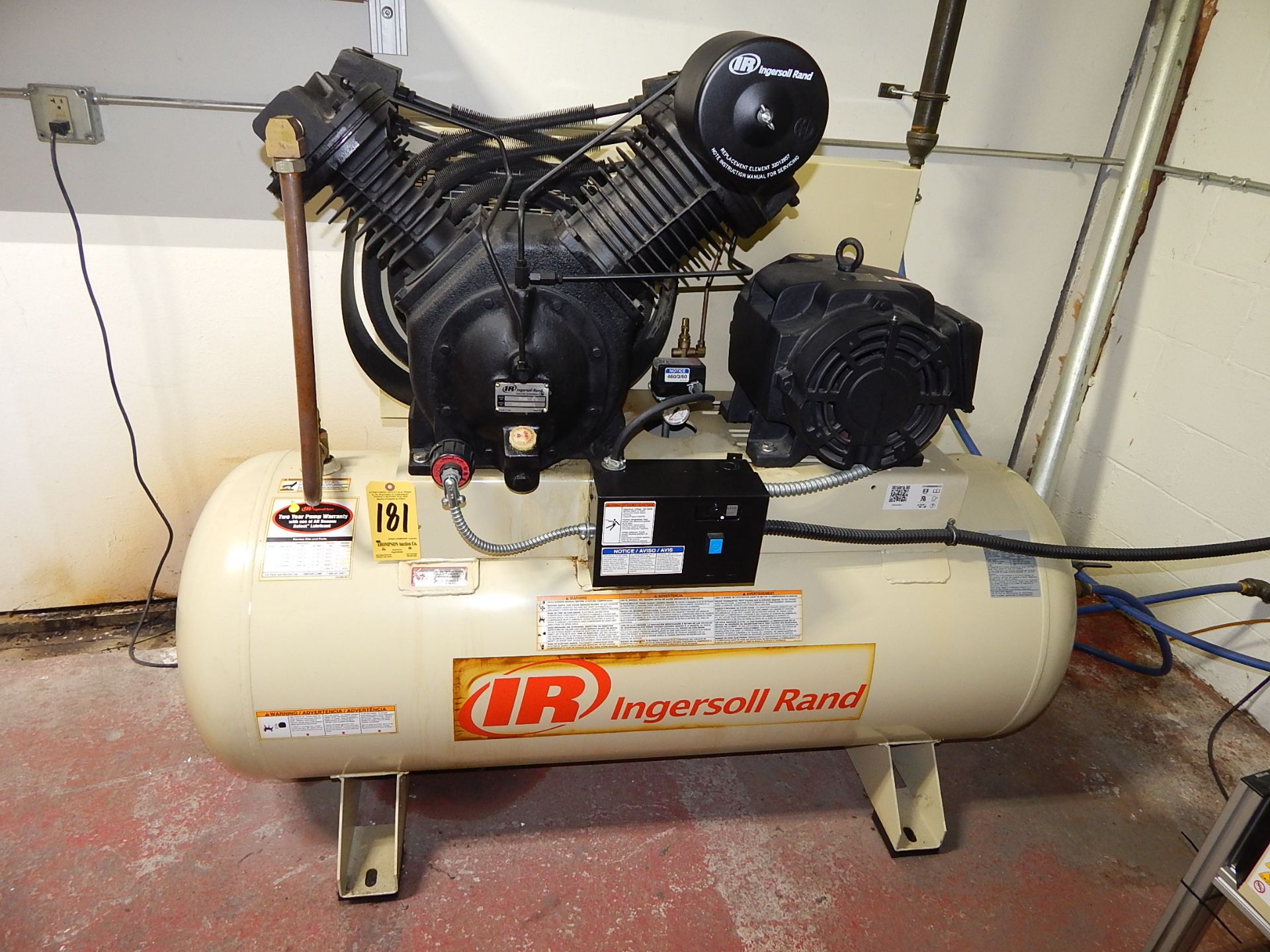 Ingersoll Rand Model 7100E15 2-Stage Tank Mounted Air Compressor, s/n CBV300240, 15 HP, 3 Phase,