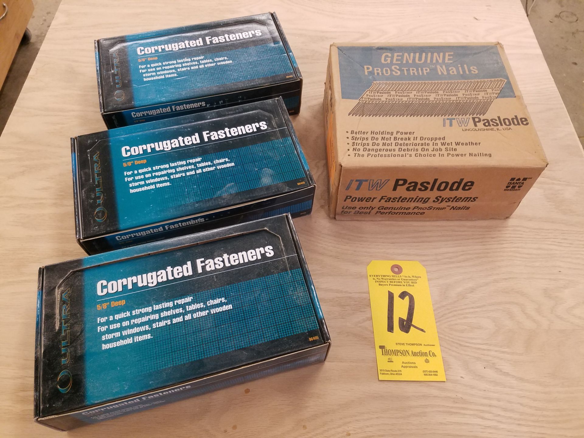 Lot, (3) Boxes Ultra Corrugated Fasteners, 5/8 In. Deep, and (1) Box ITW Paslode Strip Nails