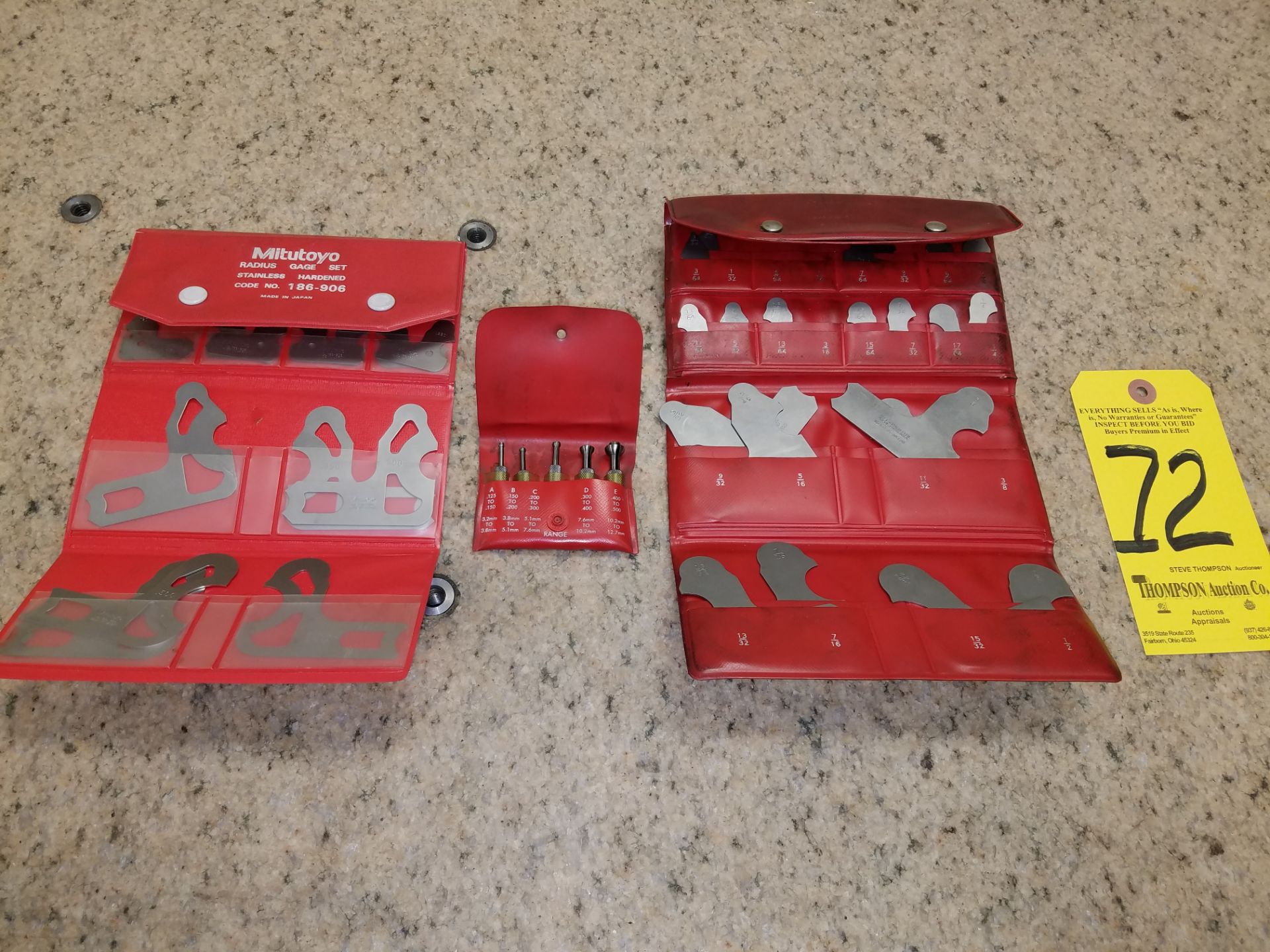 Lot, Fractional Radius Gages, Small Hole Gages, and Radius Gage Set