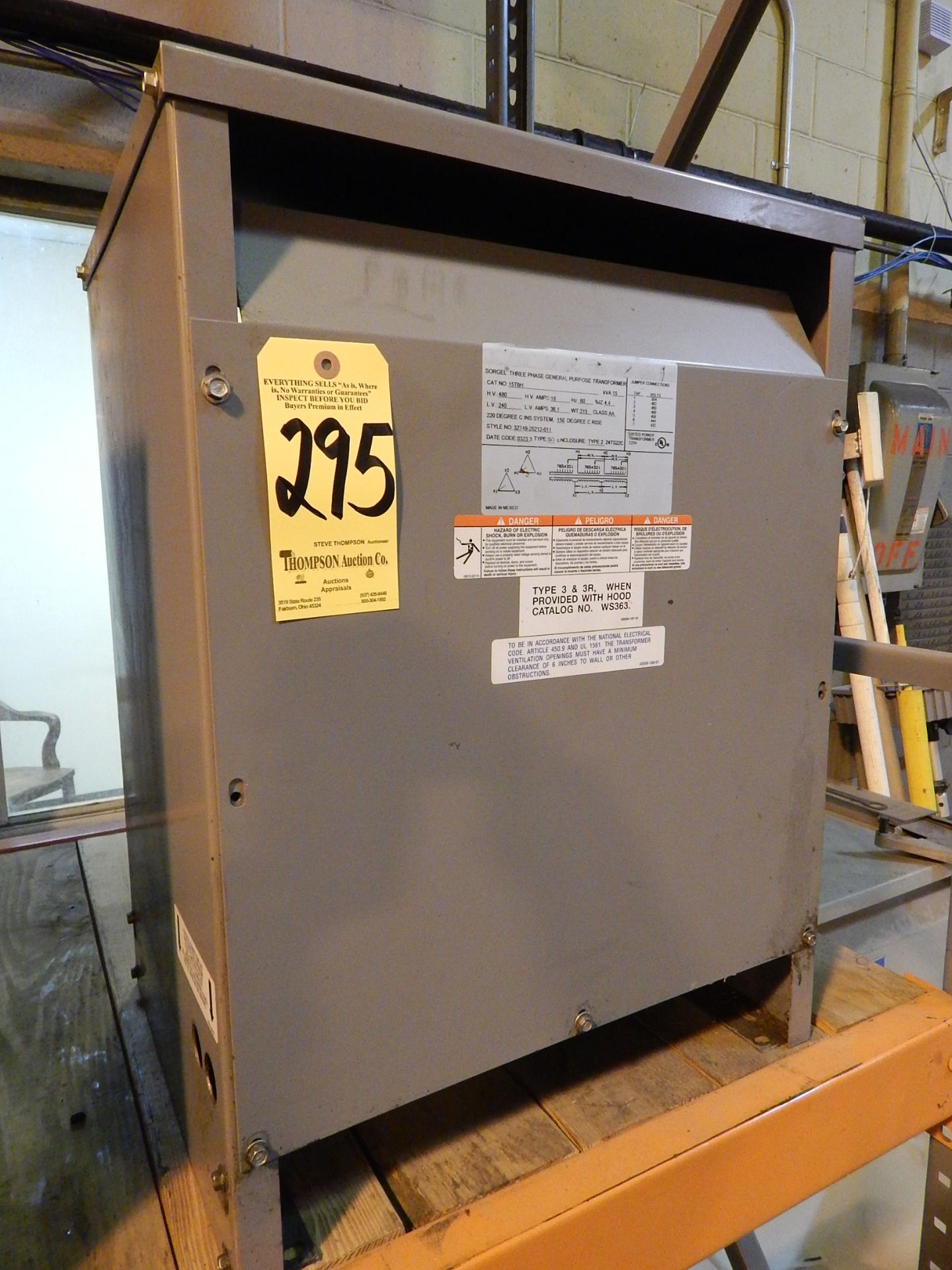 Square D Model 15T6H 15 KVA, 3-phase Transformer, HV480, LV 240