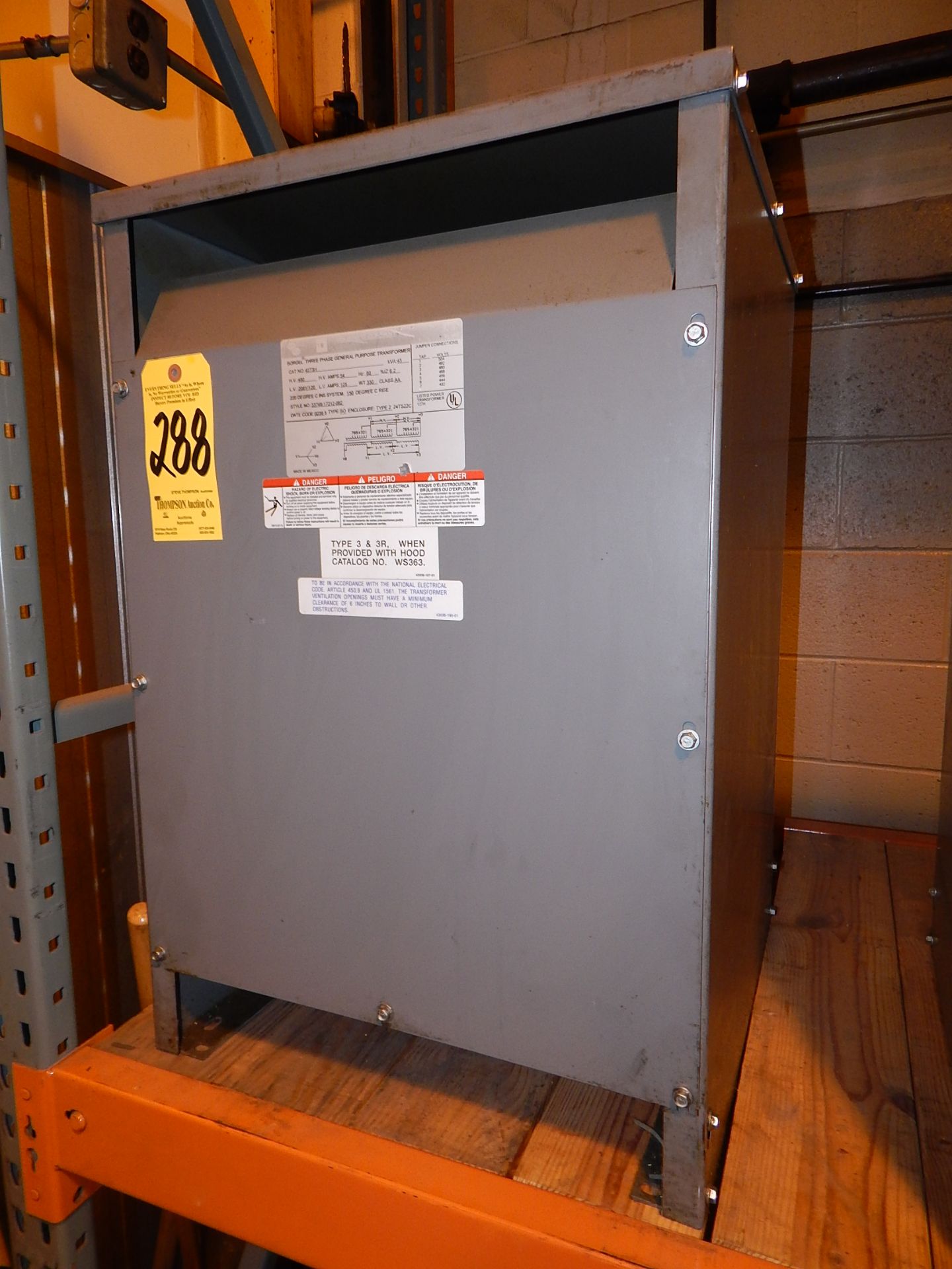 Square D Model 45T3H 45 KVA, 3-phase Transformer, HV480, LV 208/120