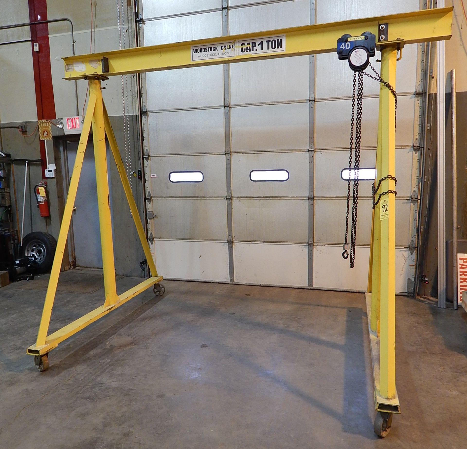 Woodstock Crane Portable A-Frame Gantry, 1-Ton Cap. with Chester 1-Ton Chain Hoist, 101" Between