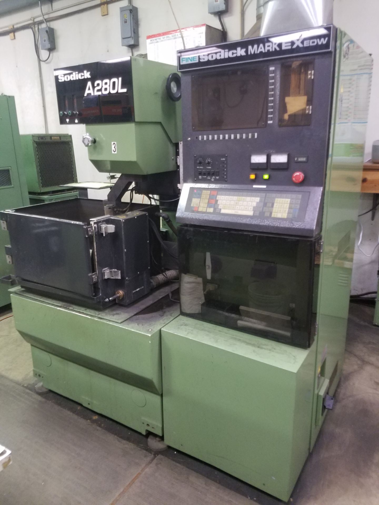 Sodick Model A280L CNC Wire EDM, s/n I-1553, New 1991, Sodick Mark EX-EDW CNC Control, 11.82 In. X