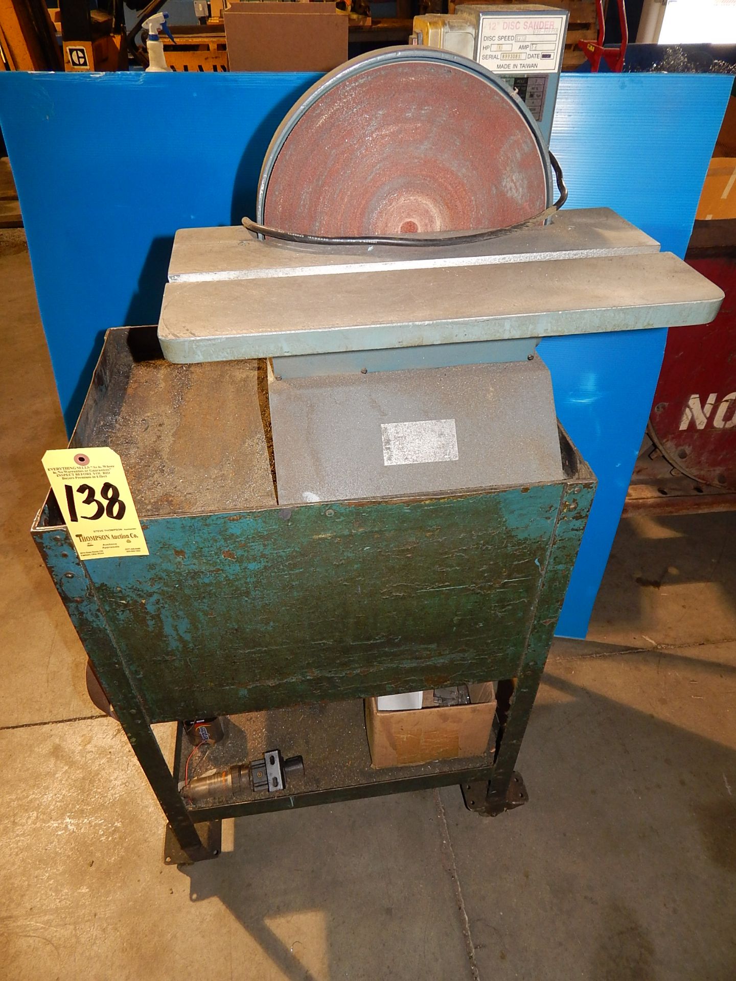 12" Disc Sander w/ Cart, 115V, 1 Phase