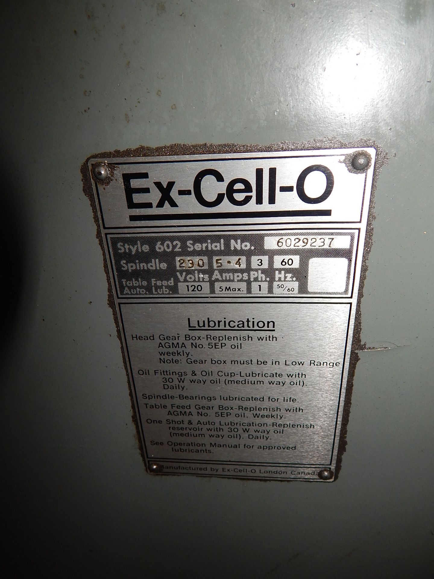 Ex-Cell-O Model 602 Vertical Mill, s/n 6029237, Mitutoyo D.R.O., Servo Power Table Feed - Image 11 of 11