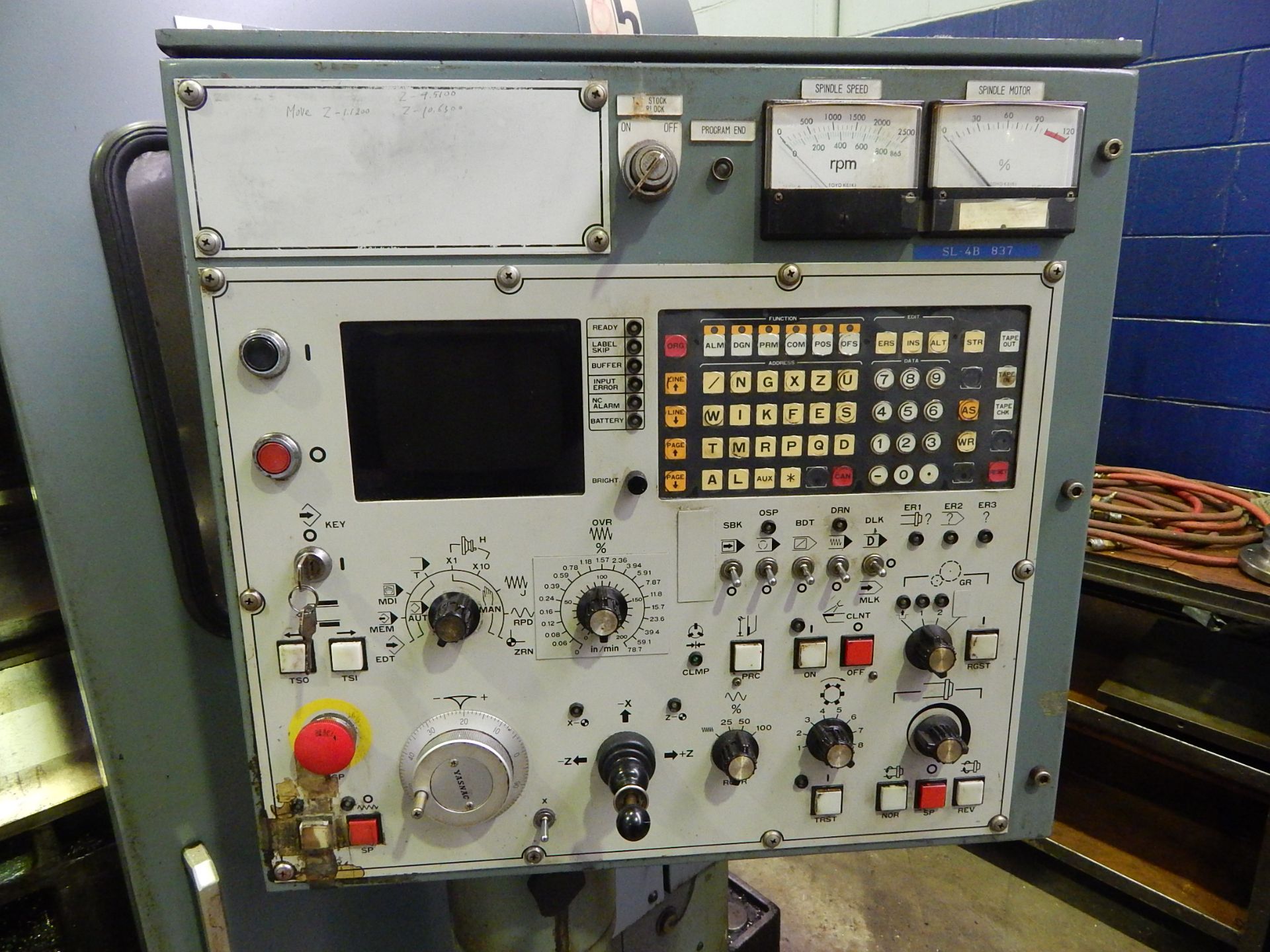 Mori Seiki SL-4B CNC Turning Center, s/n 837, Yasnac 2000G-II CNC Control, 12 in. 3-Jaw Chuck, 25. - Image 6 of 11