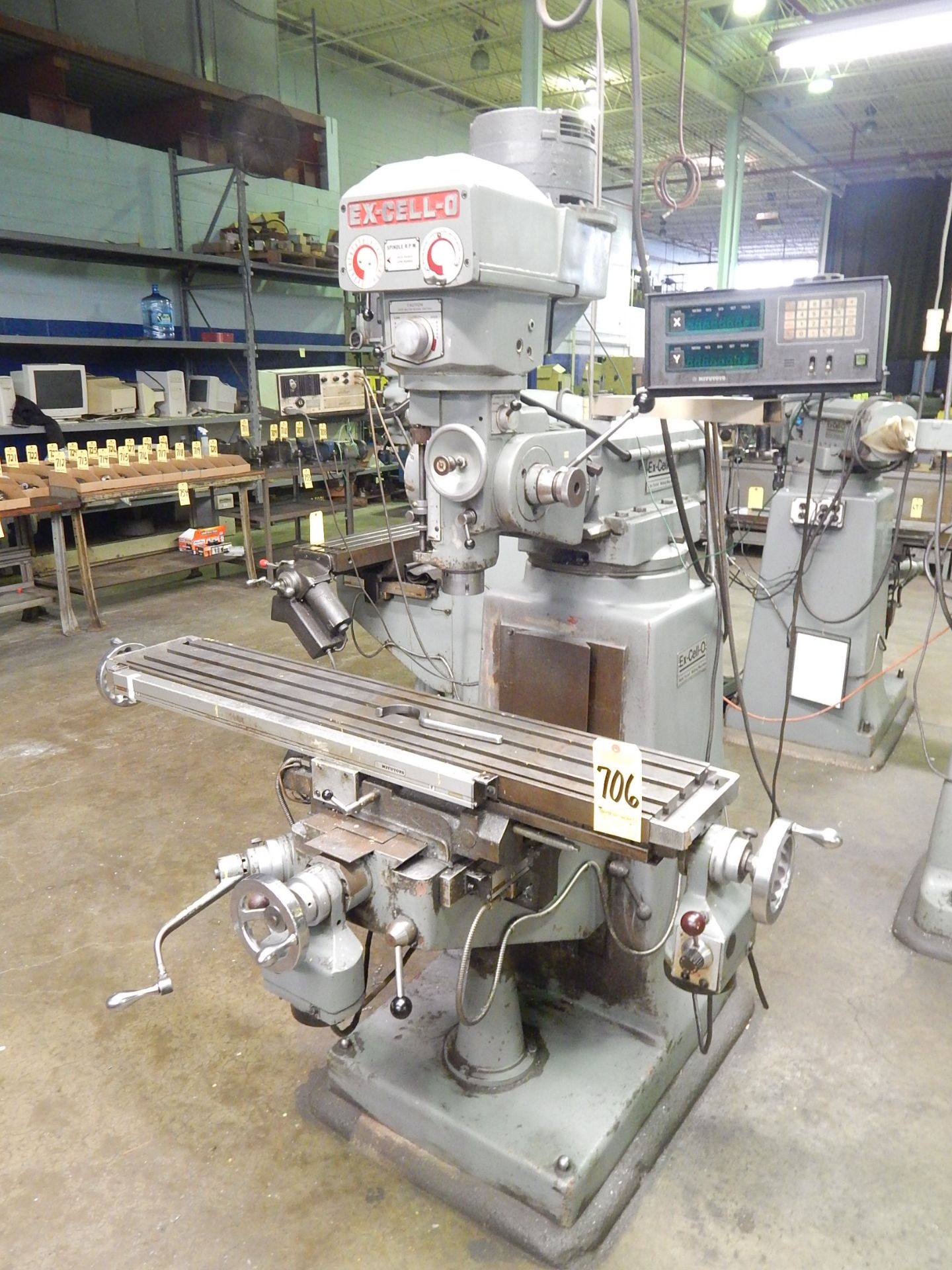 Ex-Cell-O Model 602 Vertical Mill, s/n 6029237, Mitutoyo D.R.O., Servo Power Table Feed