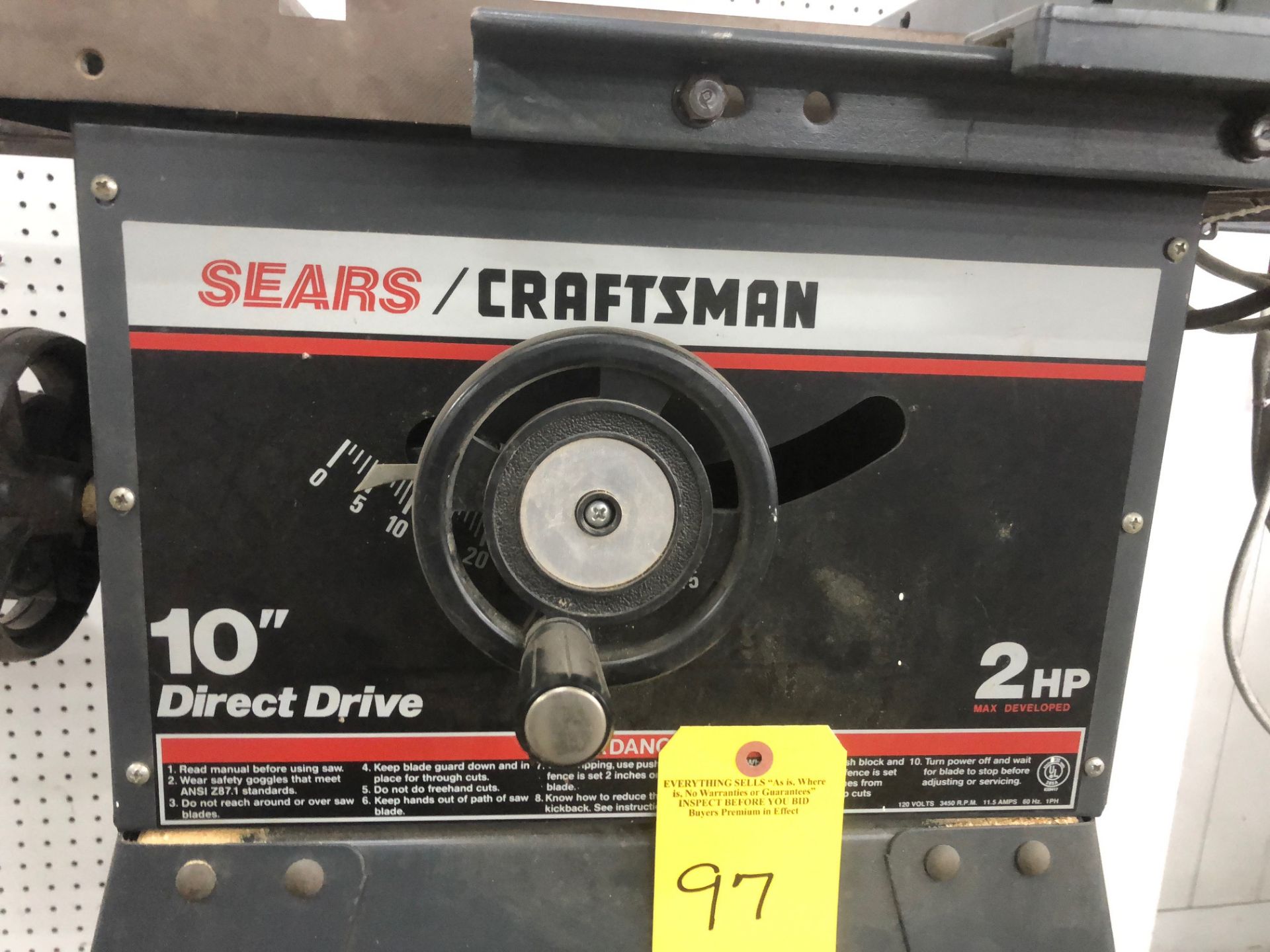 Craftsman 10 Inch Table Saw, Model 113226880, 110/1/60 AC Electric - Image 2 of 2