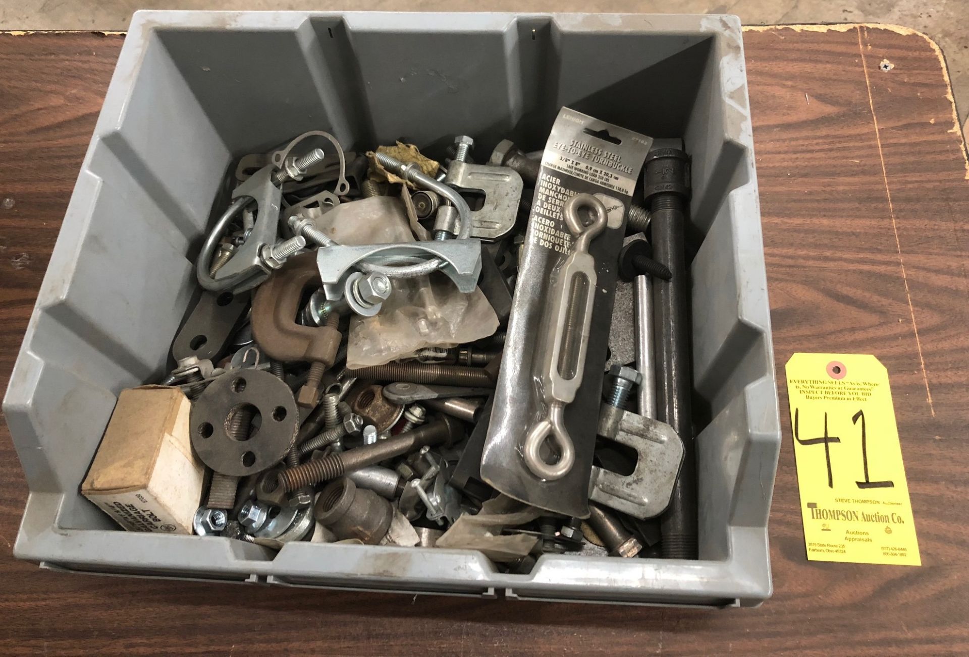 Lot, Trailer Shackles and Miscellaneous Hardware, Axle Hanger, Tumbuckle Bolt Clips, Misc. Bolts