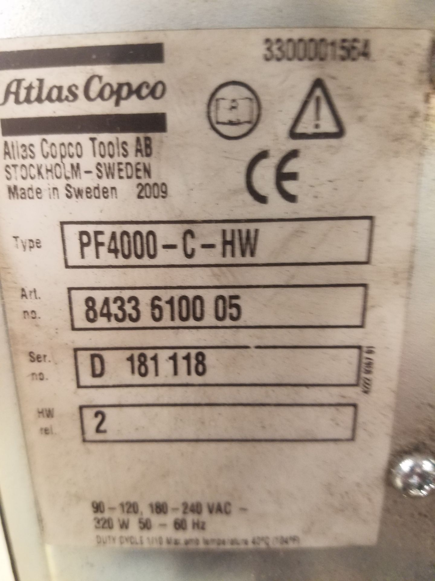 Atlas Copco Tensor Torque Controller Model PF 4000 -CHW - Image 2 of 2