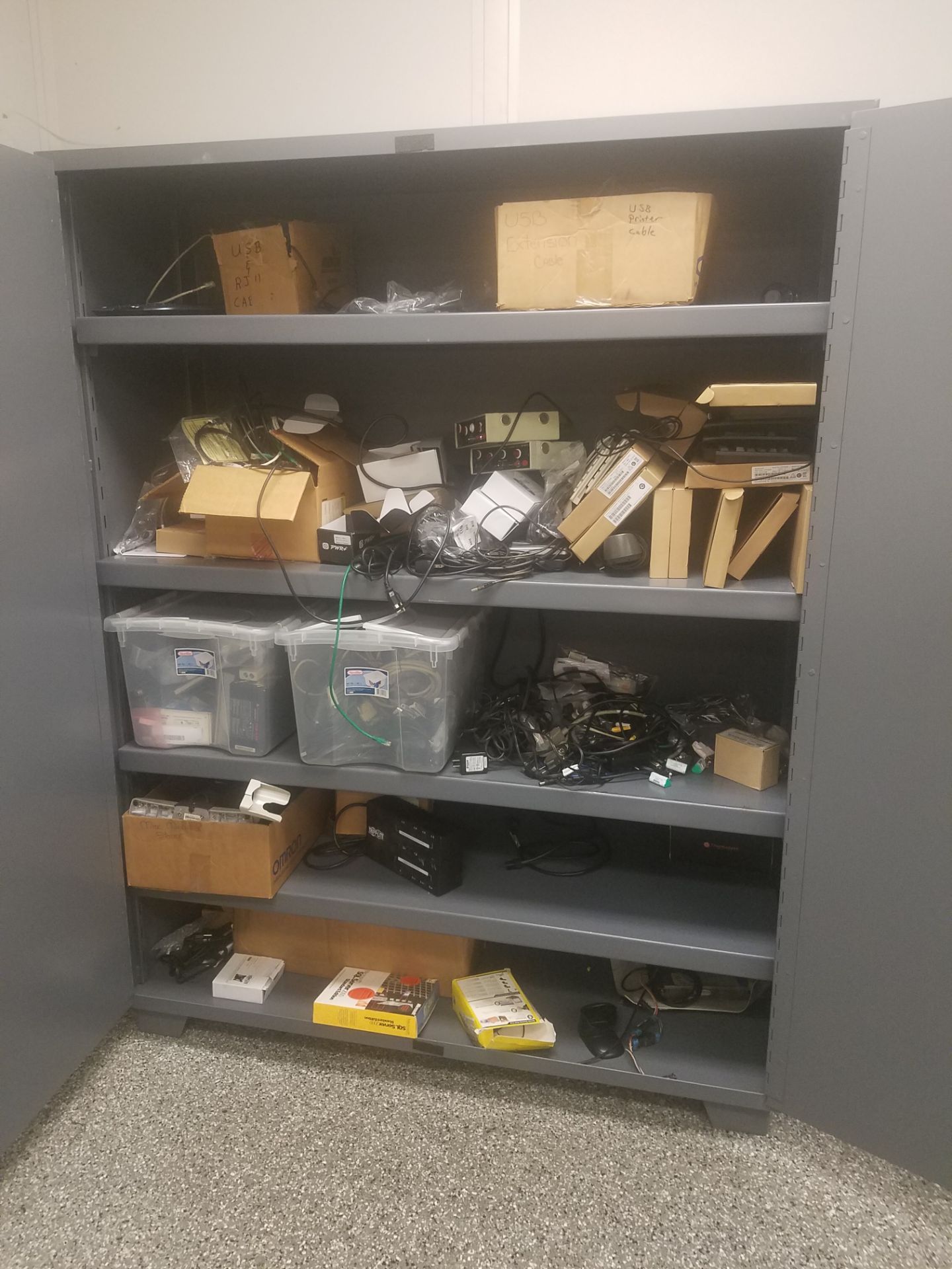 Contents of Cabinet, Cables, software, misc IT items
