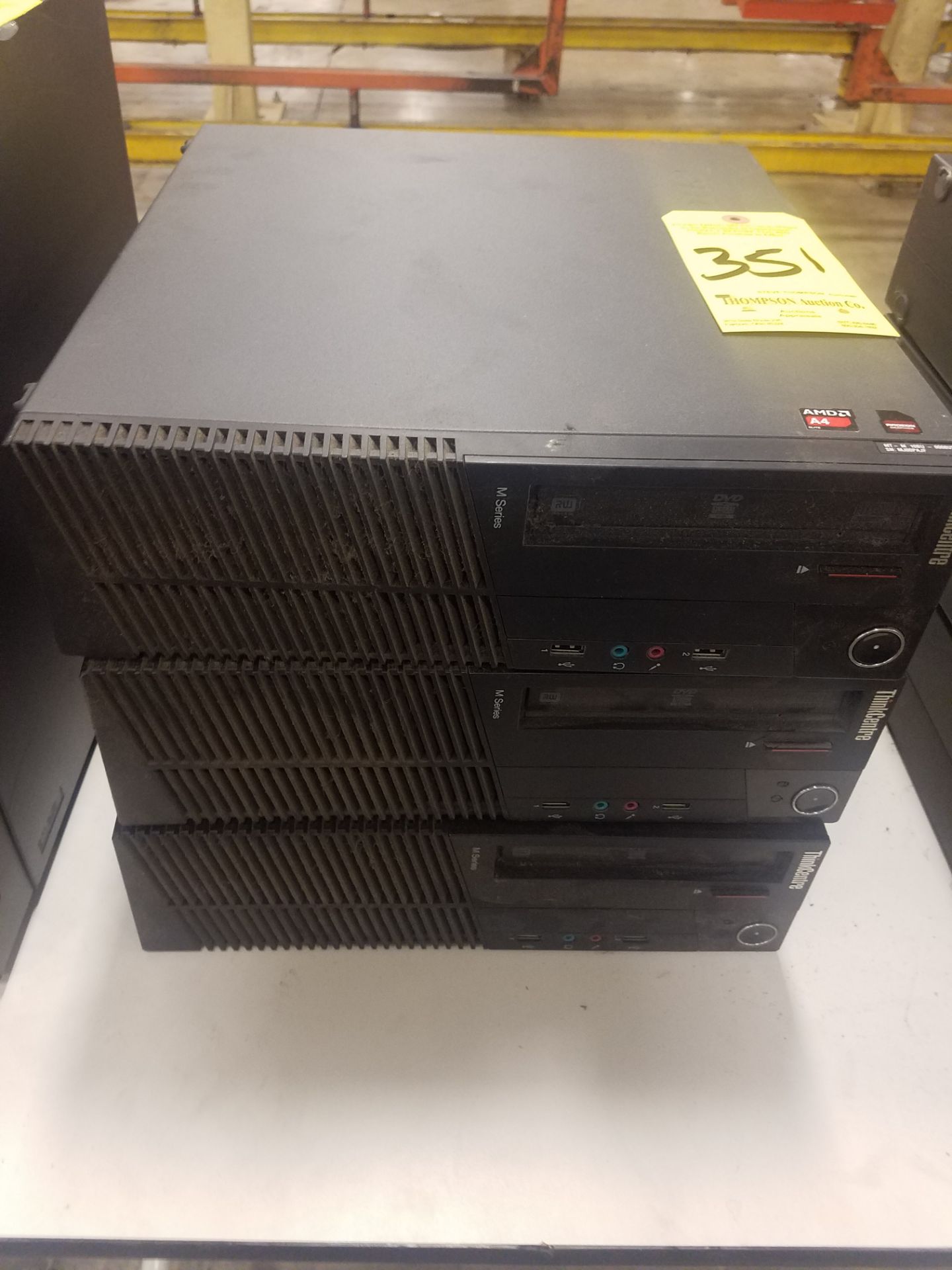 (3) Lenovo ThinkCentre M Series Computers w/Vision AMD Processors and and Windows 8 Pro
