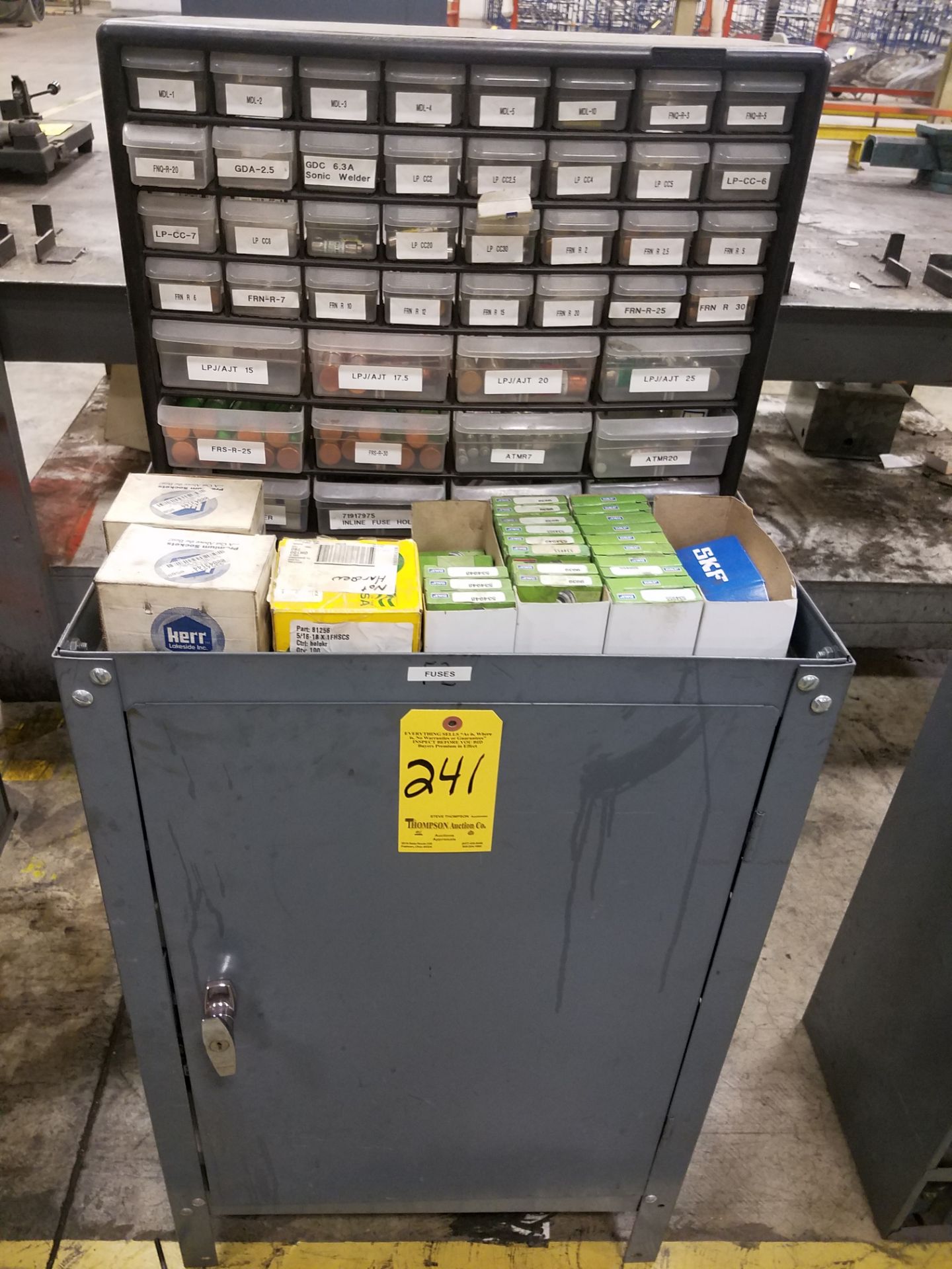 Storage Cabinet w/Assorted Electrical Fuses