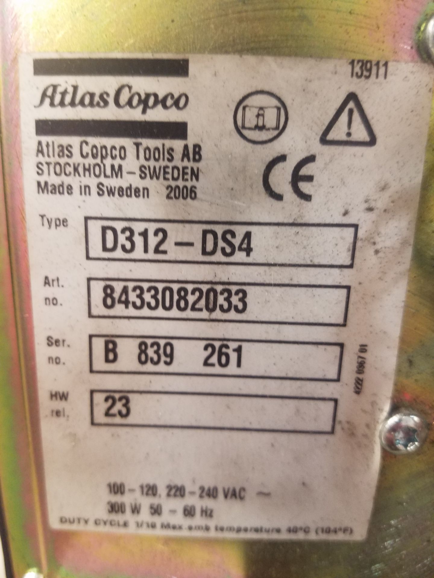 Atlas Copco Tensor Torque Controller Model D312-DS4 - Image 2 of 2