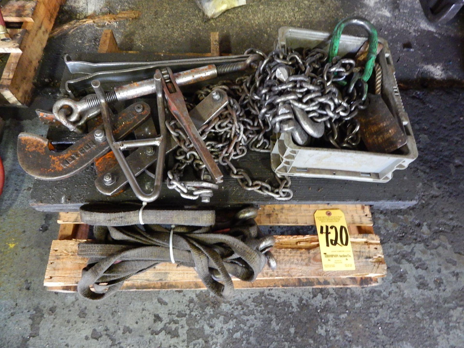 (2) Skid Lots of Skid Puller, Lifting Chain, Binder, Etc.