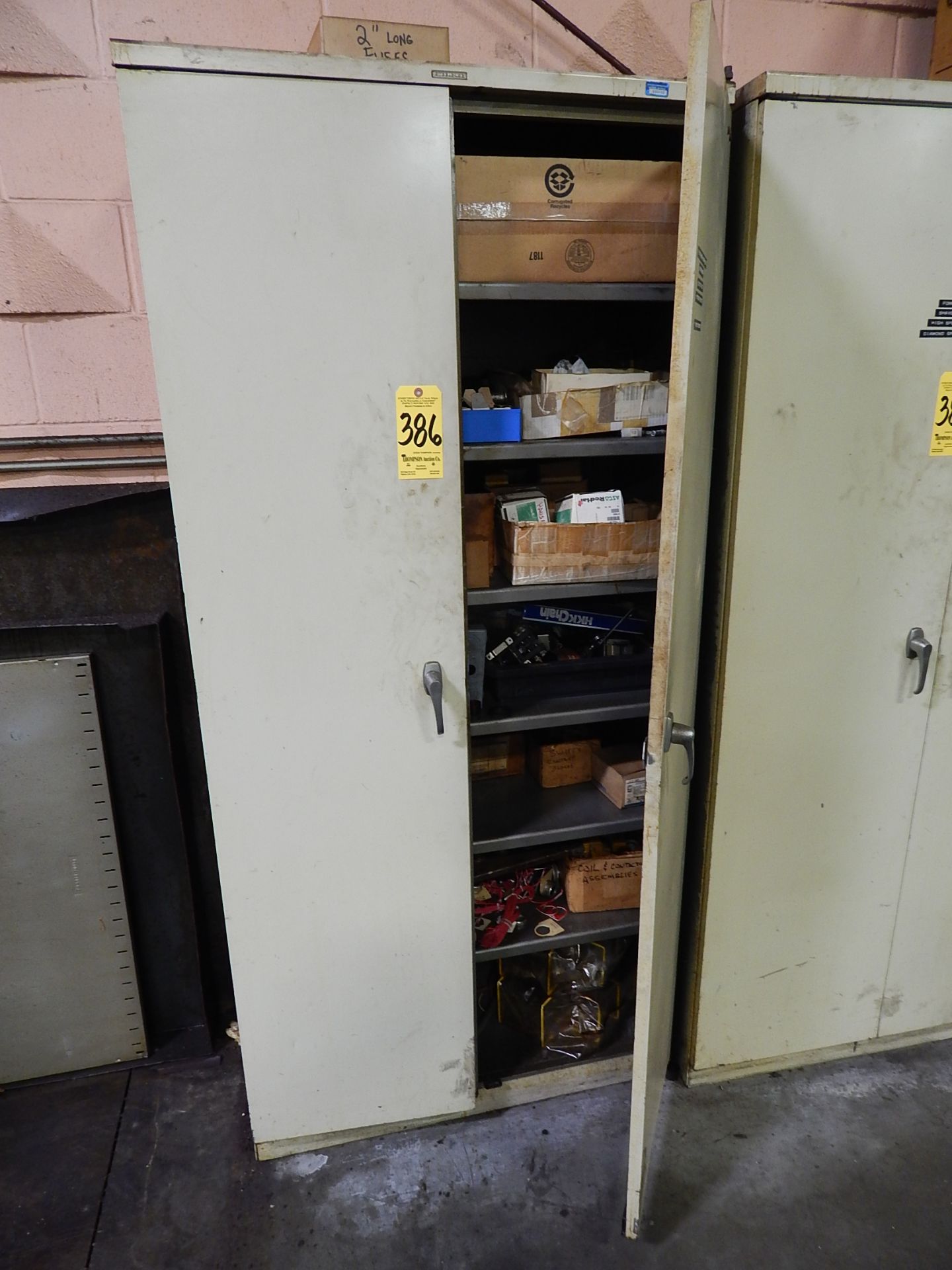 2-Door Upright Storage Cabinet and Contents