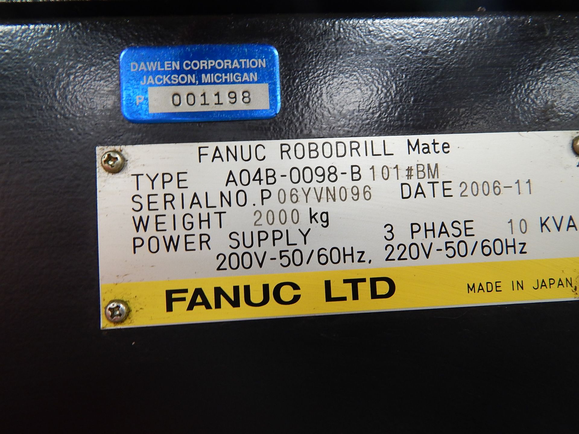 Fanuc Robodrill Mate CNC Drilling and Tapping Machine, s/n P06YN096, New 2006, Fanuc 0-MC CNC - Image 8 of 8