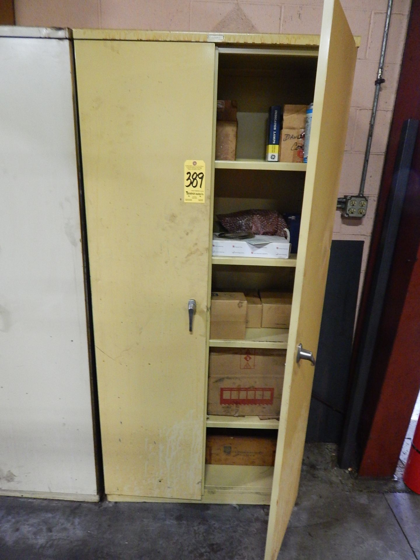 2-Door Upright Storage Cabinet and Contents