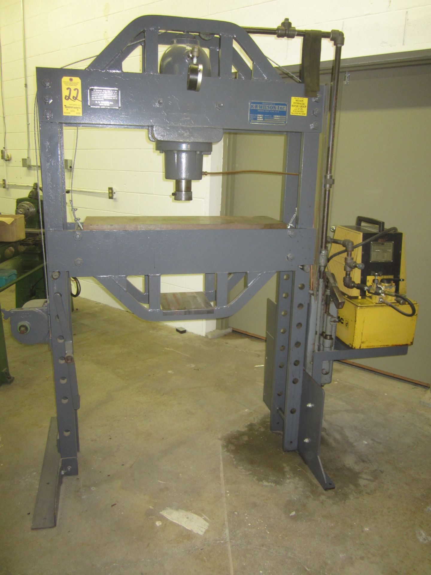 Wilson Model 37FMD-3 H-Frame Hydraulic Shop Press, SN 2336, 75 Ton Cap., with Enerpac Hydraulic