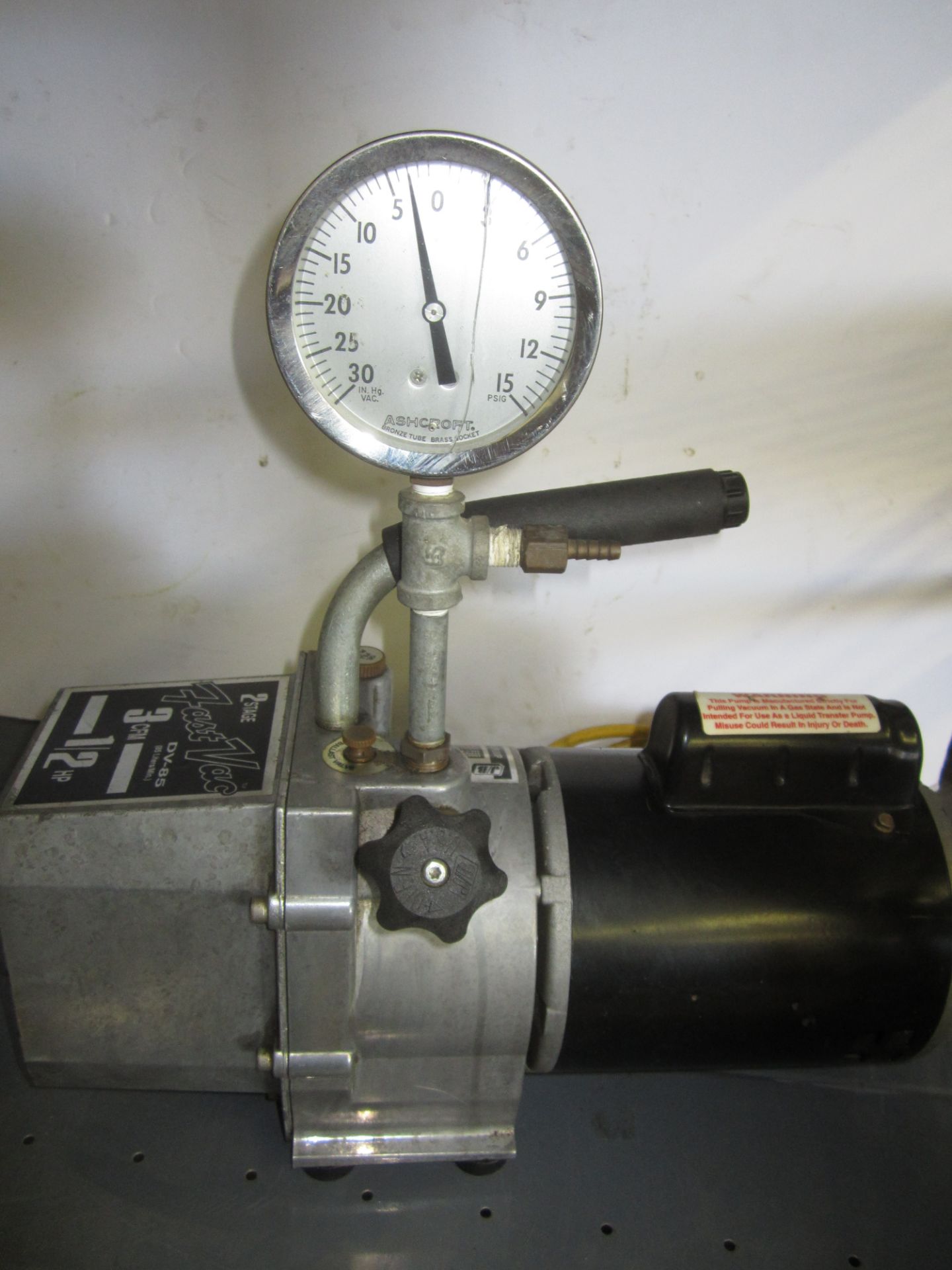 JB Industries Model DV-85 Fast Vac Vacuum Pump, 1/2 HP, 3 CFM, 2-Stage, 115 V, 1 phs.