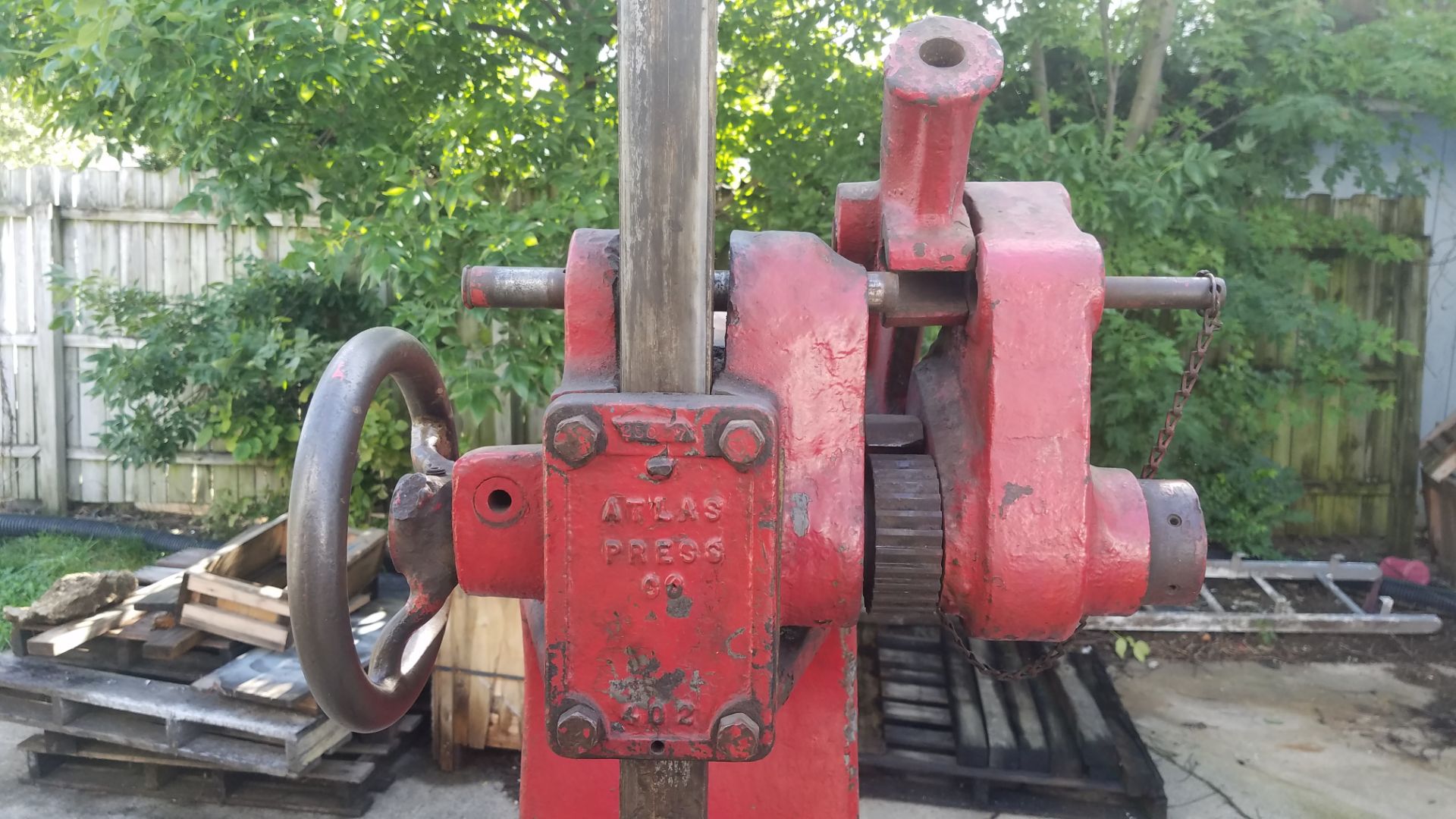 Atlas #5 Compound Mandrell Arbor Press, Hand Wheel and Ratchet Type, Approx 15 Ton - Image 4 of 12
