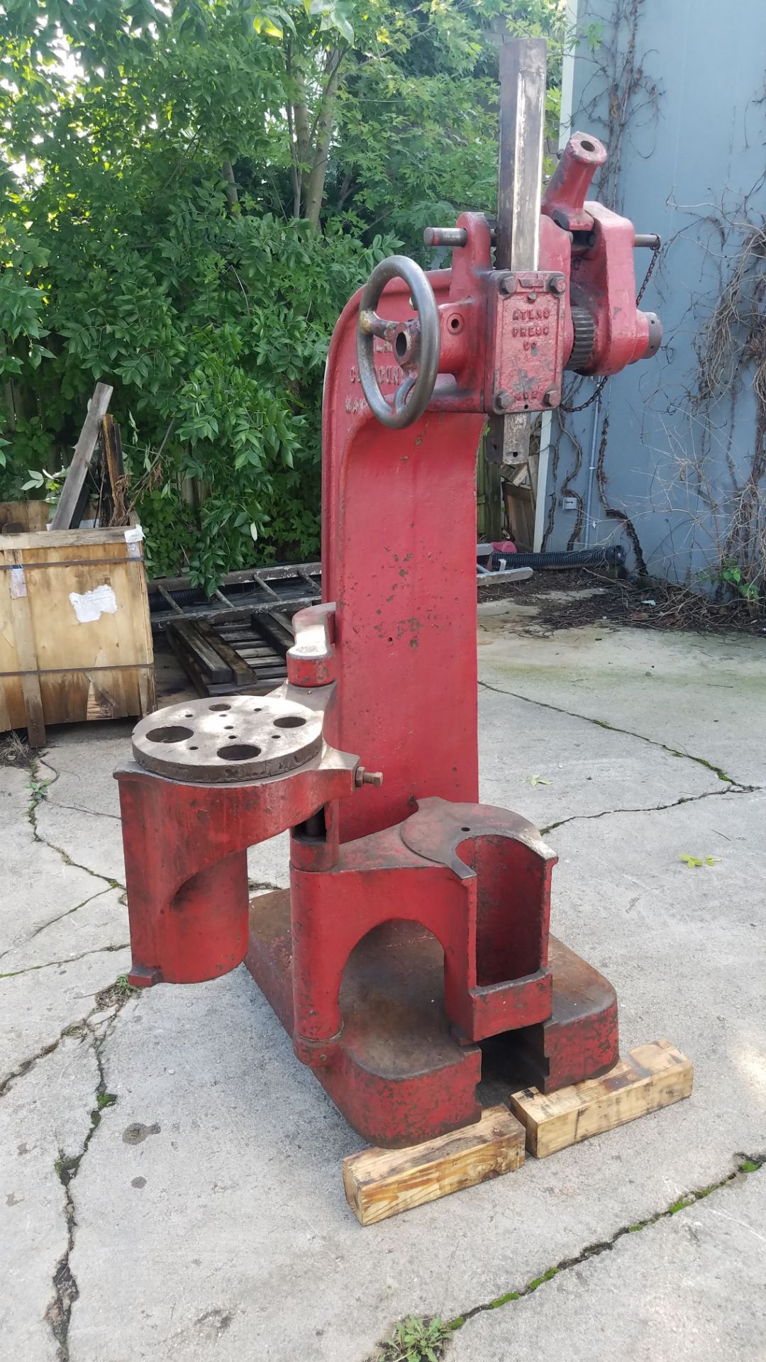 Atlas #5 Compound Mandrell Arbor Press, Hand Wheel and Ratchet Type, Approx 15 Ton