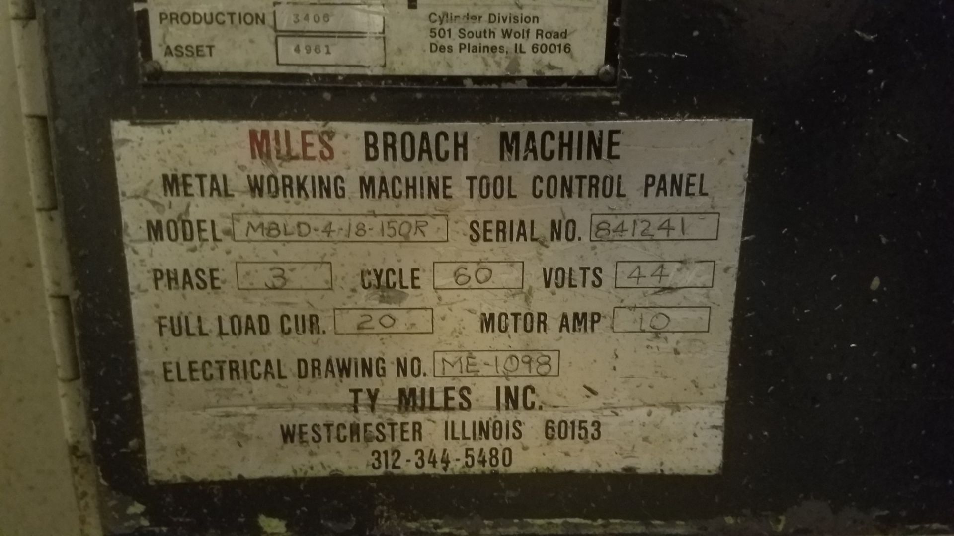 Miles Broach Model MBLD-4-18-150R, s/n 841241, Loading Fee $50, Located at 325 E. High St, Mendon, - Image 5 of 5