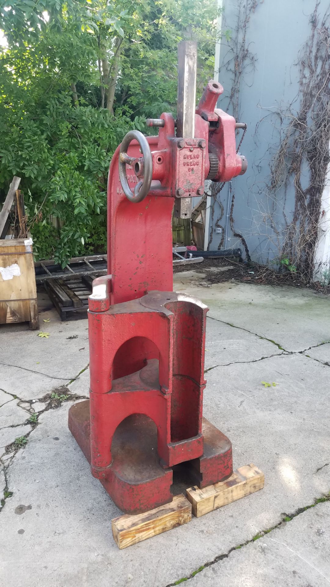 Atlas #5 Compound Mandrell Arbor Press, Hand Wheel and Ratchet Type, Approx 15 Ton - Image 9 of 12