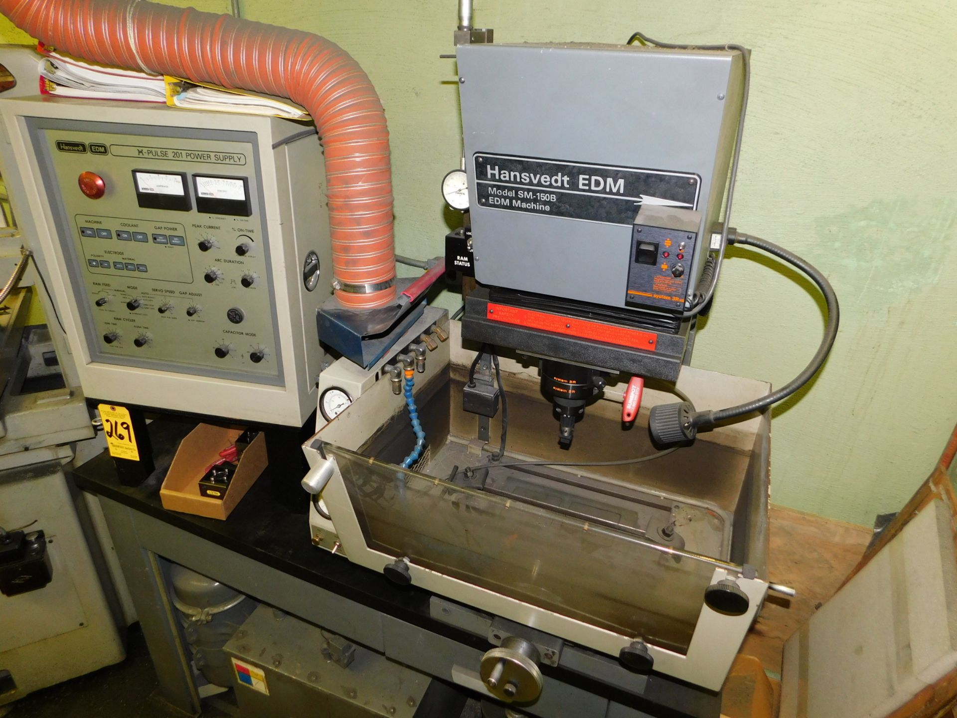 Hansvedt Model SM-150B Bench Top EDM Machine, s/n B08323, Pulse 201 Power Supply, 20 Amp, 6 In. X - Image 3 of 9
