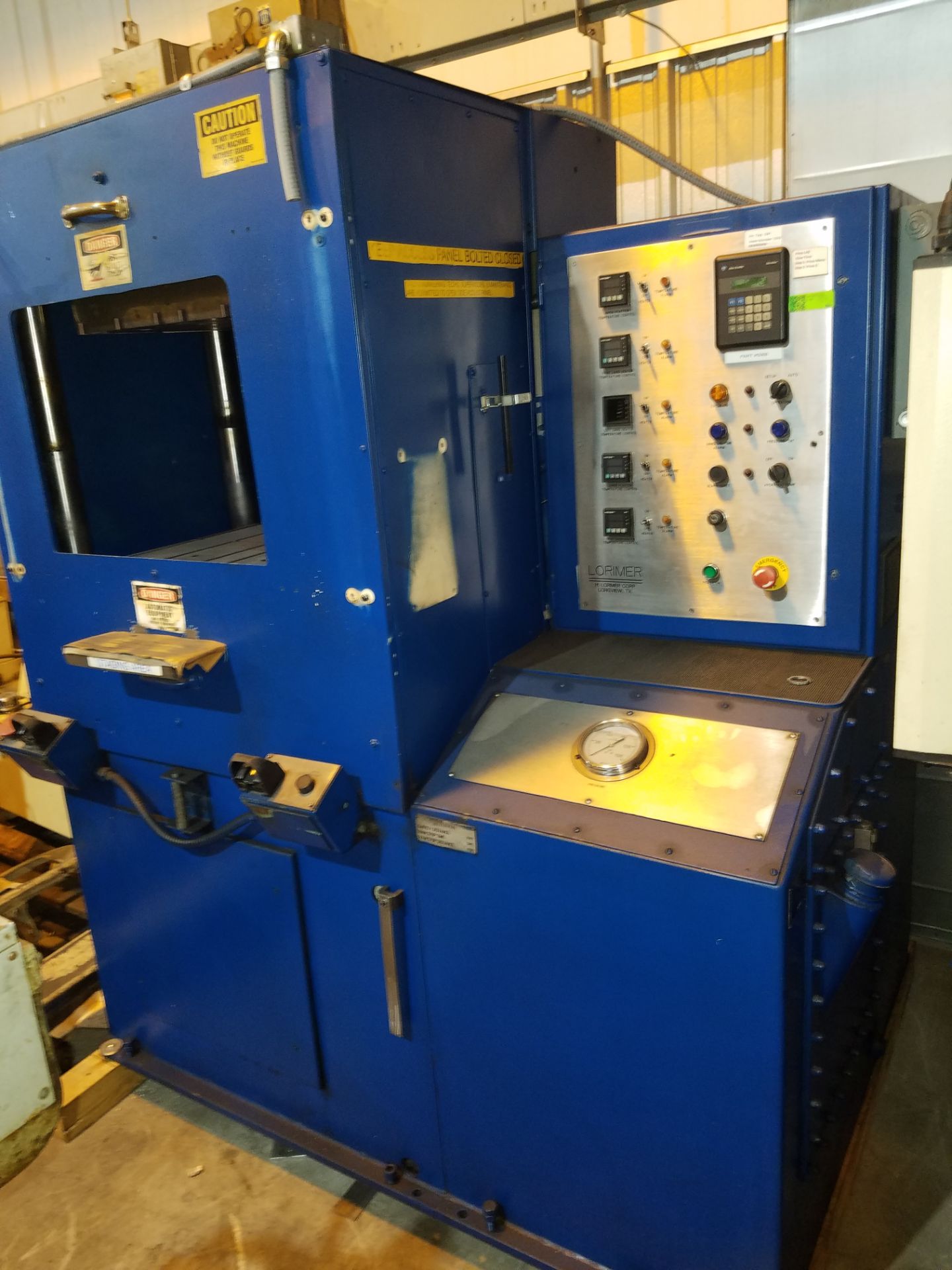 Lauffer 20 Ton 4-Post Hydraulic Press, Heated Platens, Controls, Location, 3519 State Route 235,