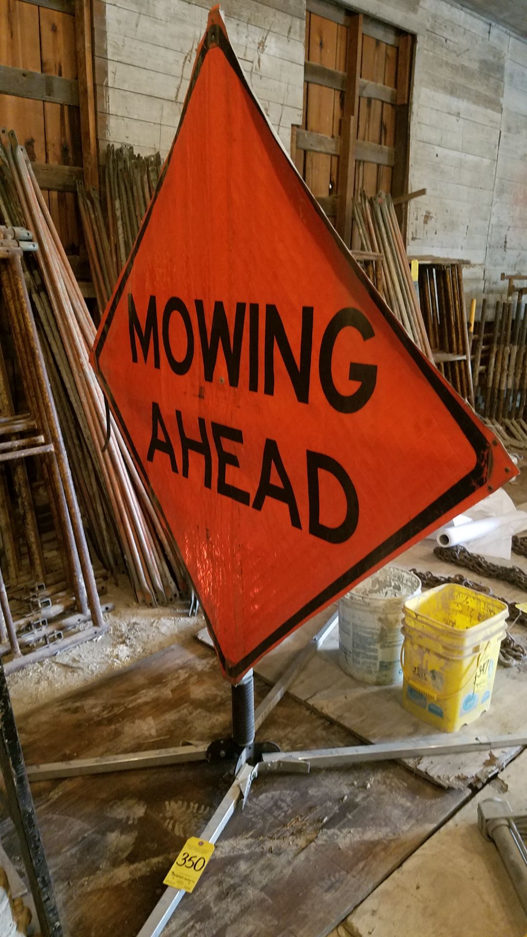 Portable Road Sign (Mowing Ahead)